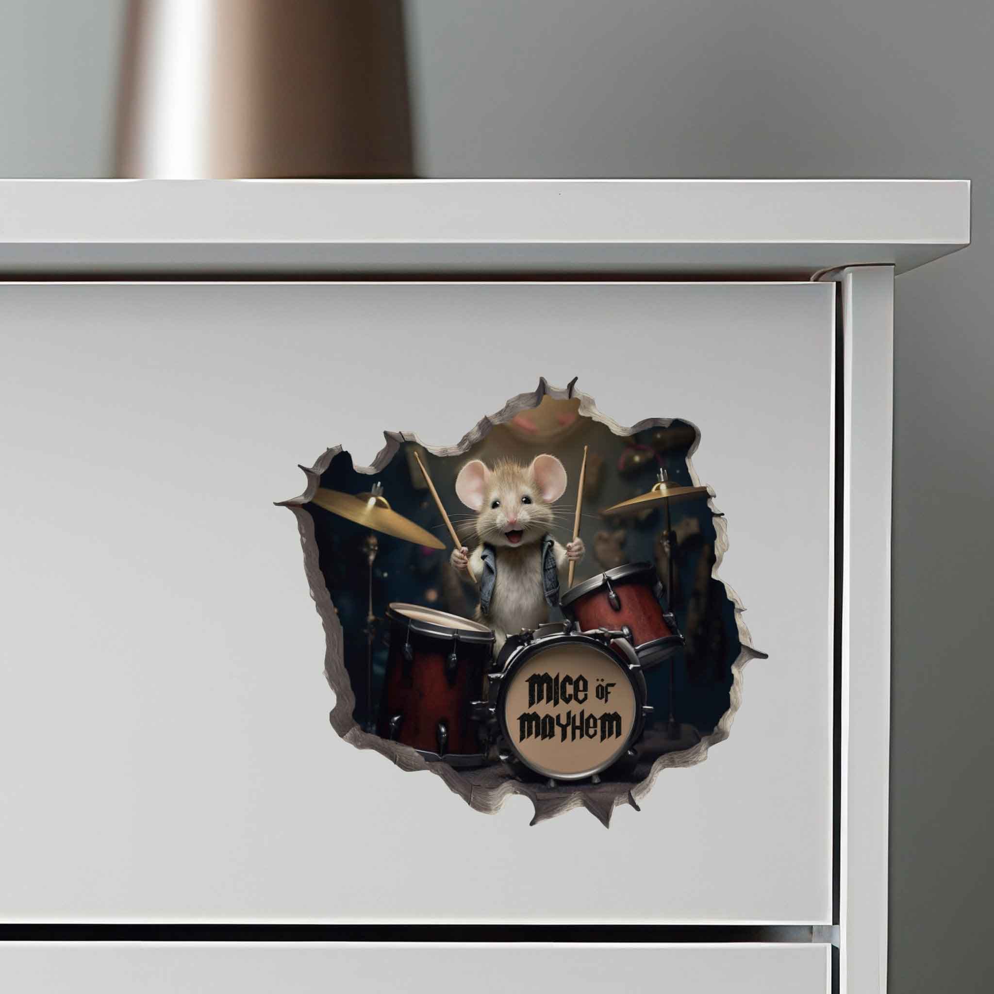 Drummer Mouse Hole Decal - My Wonderful Walls