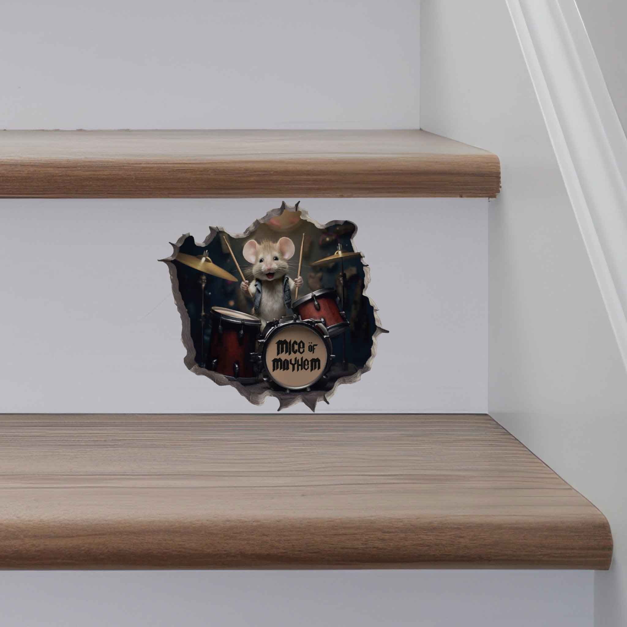 Drummer Mouse Hole Decal - My Wonderful Walls