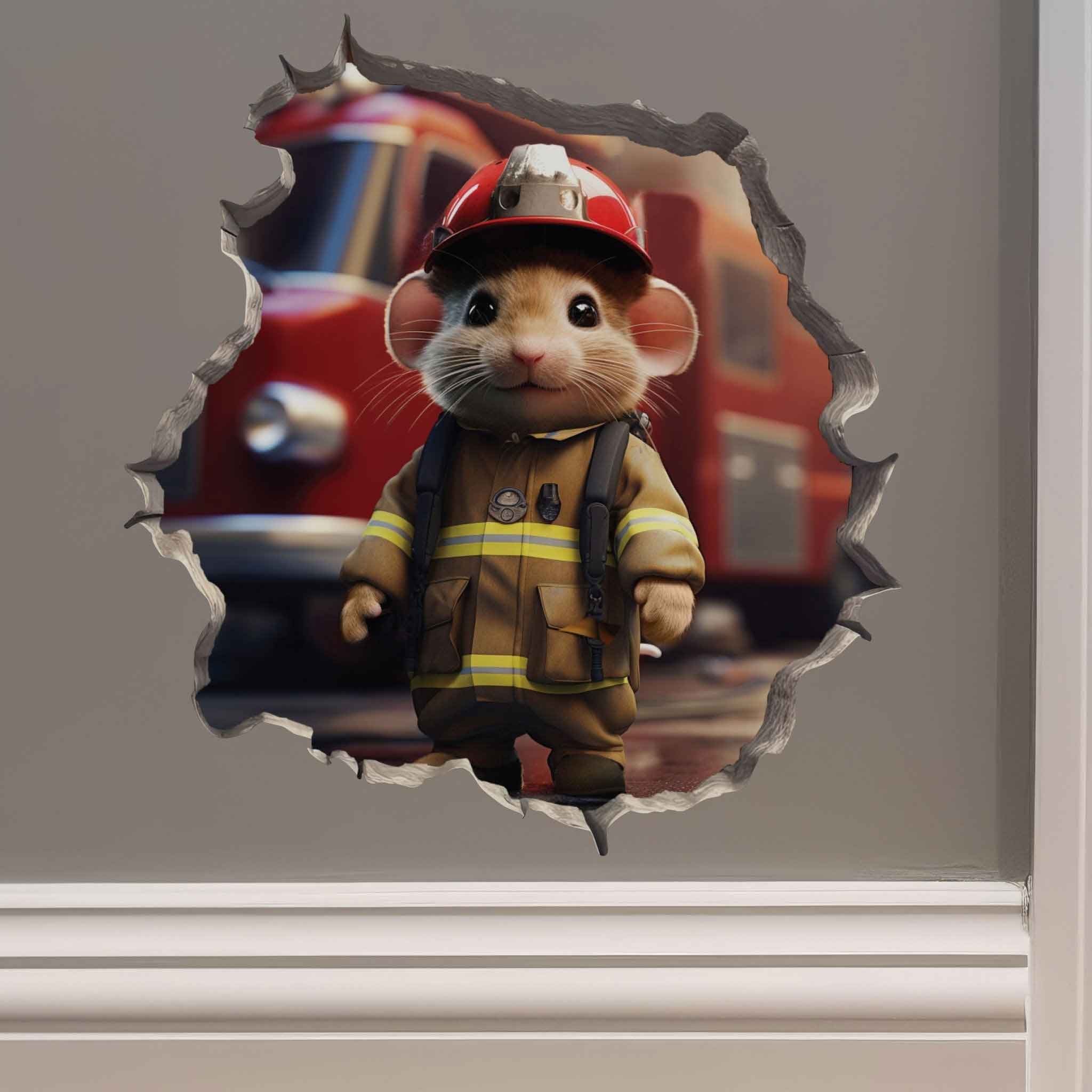 Firefighter Mouse Hole Decal - My Wonderful Walls