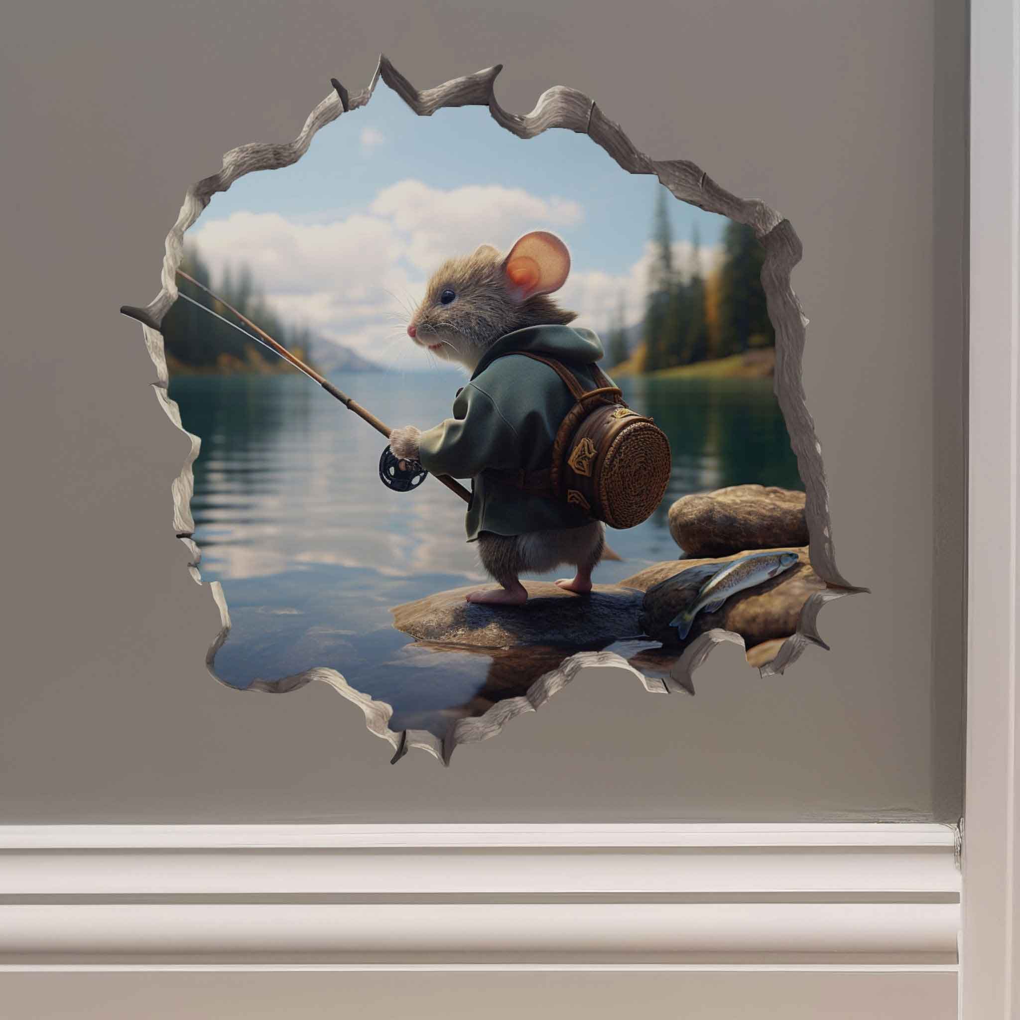 Fisherman Mouse Hole Decal - My Wonderful Walls