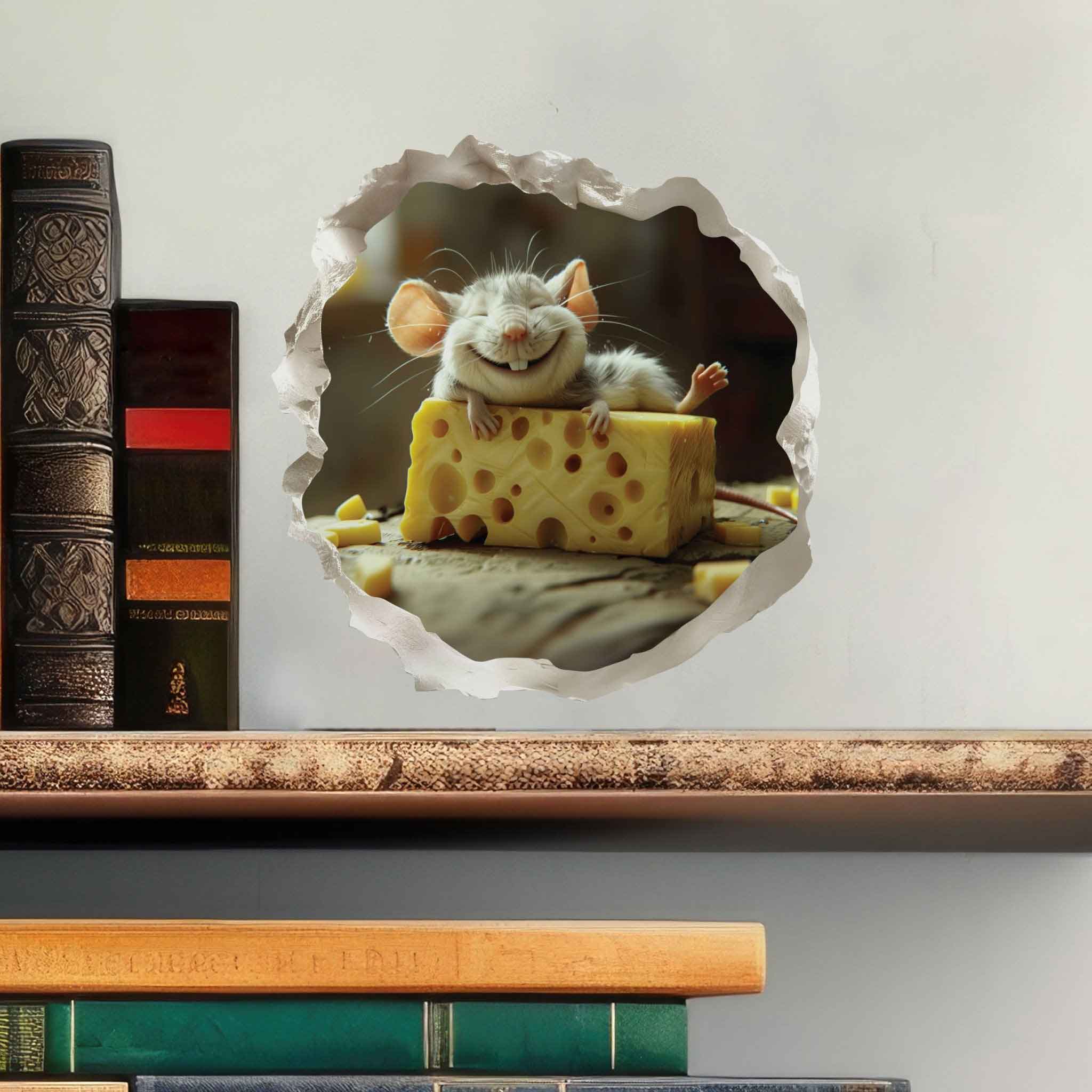 Happy Cheese Mouse Hole Decal - My Wonderful Walls
