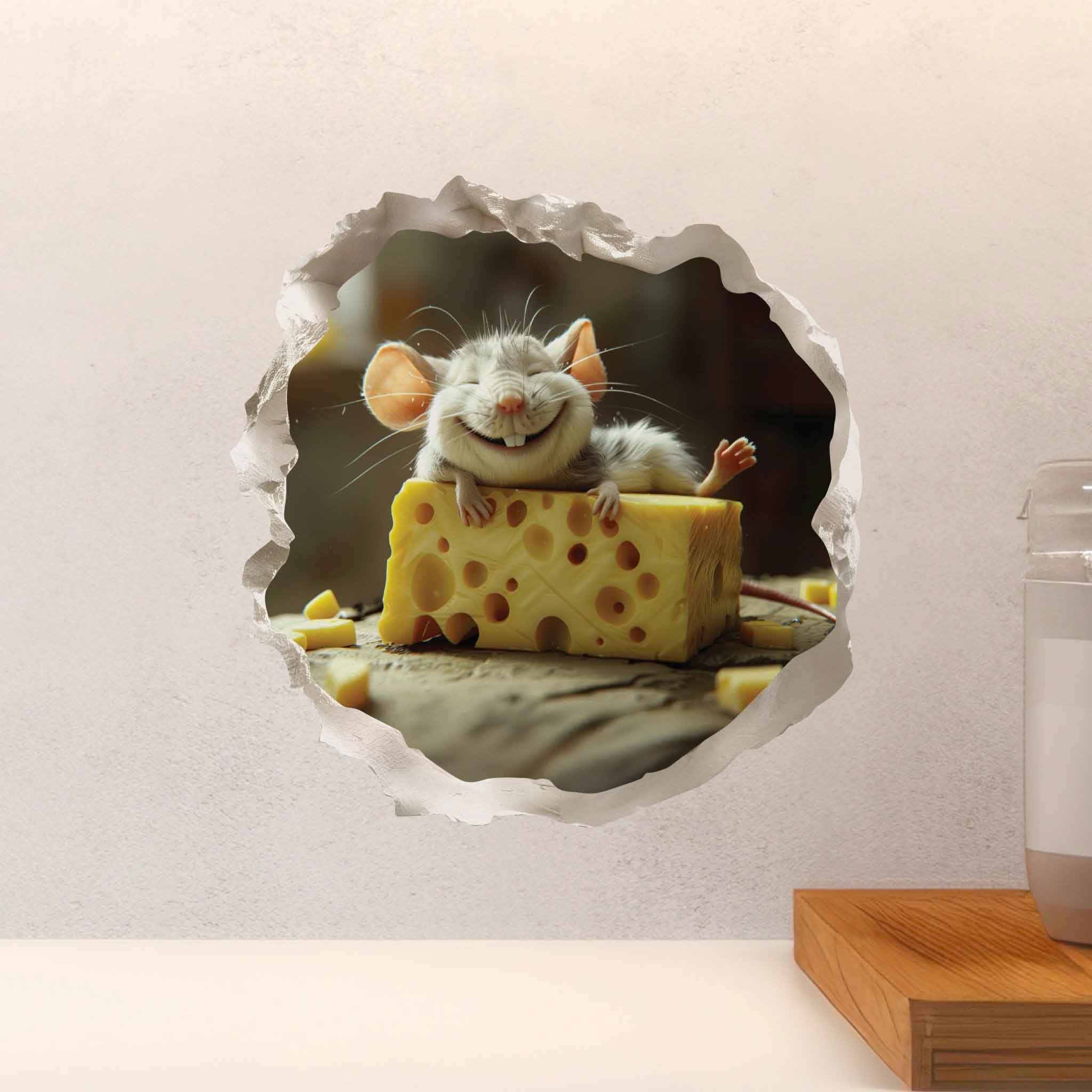 Happy Cheese Mouse Hole Decal - My Wonderful Walls