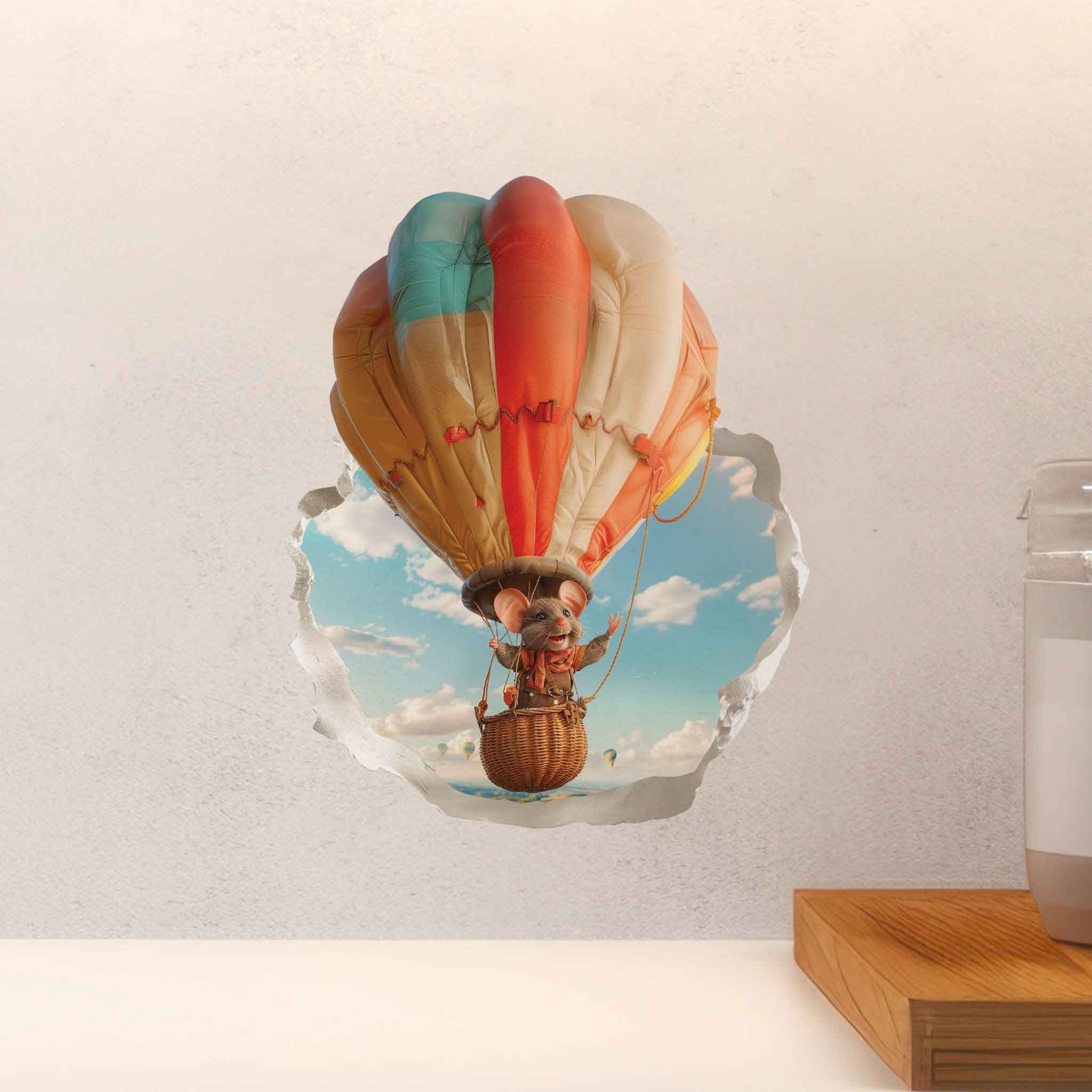 Hot Air Balloon Mouse Hole Decal - My Wonderful Walls