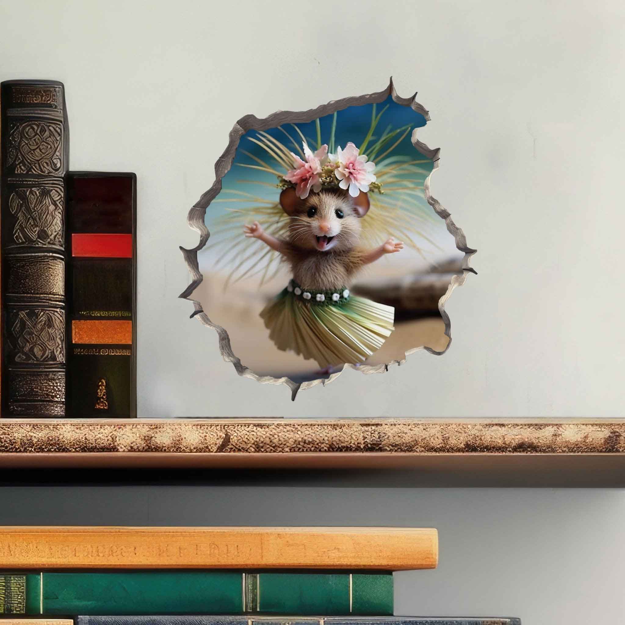 Hula Mouse in Mouse Hole Decal - My Wonderful Walls
