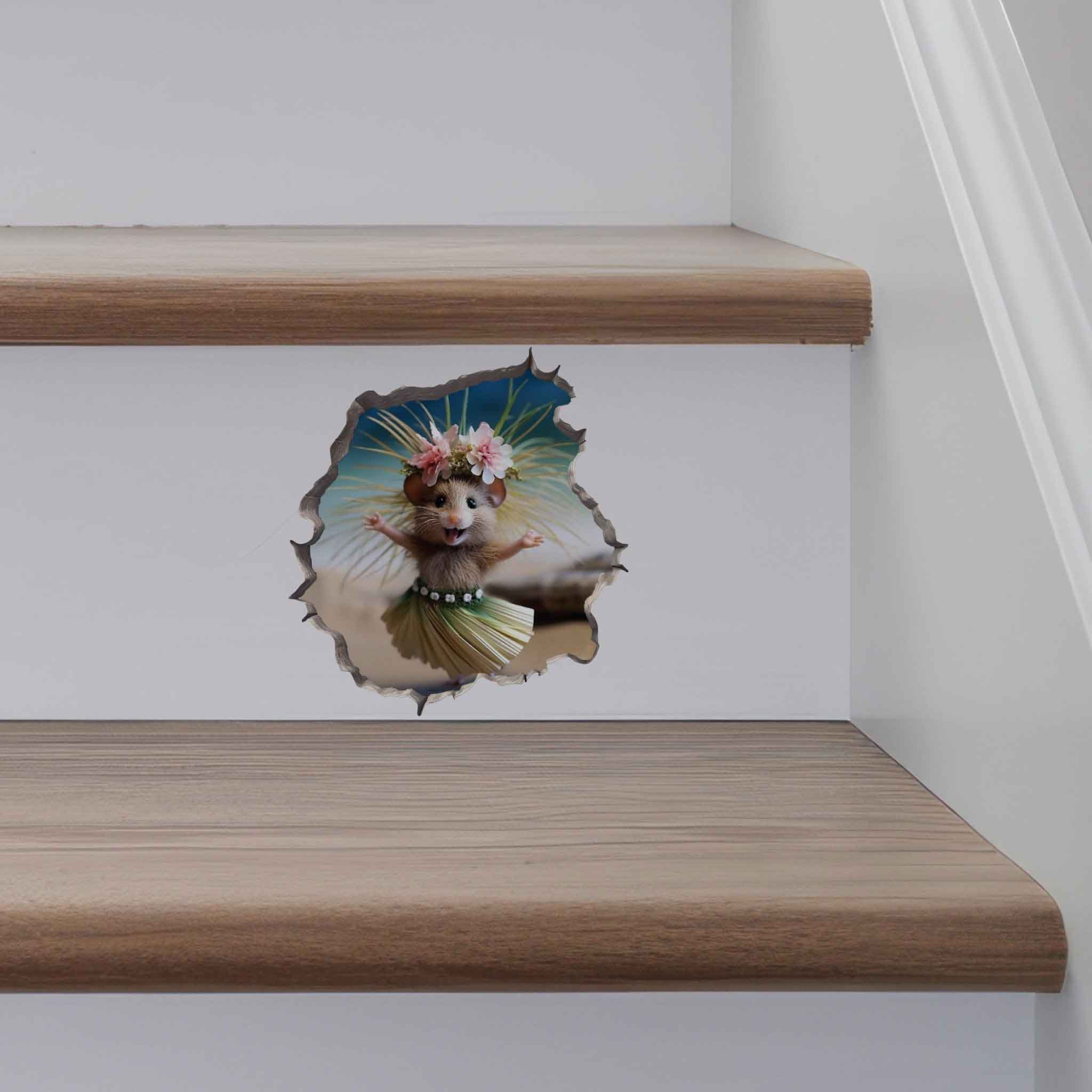 Hula Mouse in Mouse Hole Decal - My Wonderful Walls