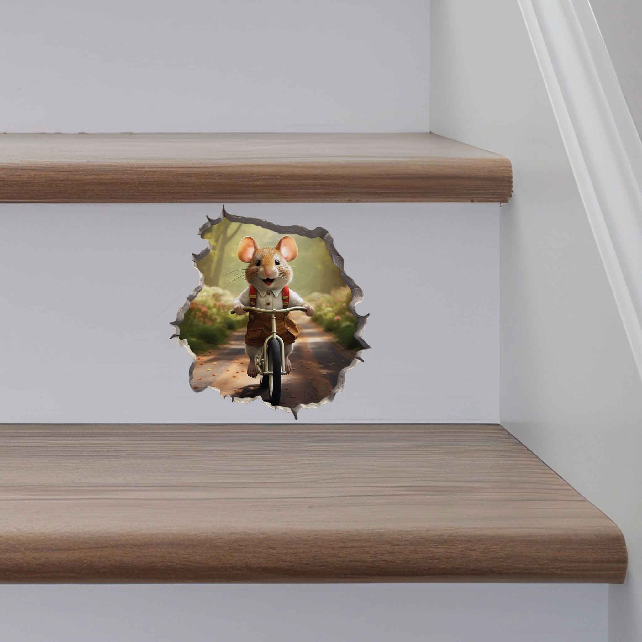 Little Biker Boy Mouse Hole Decal - My Wonderful Walls
