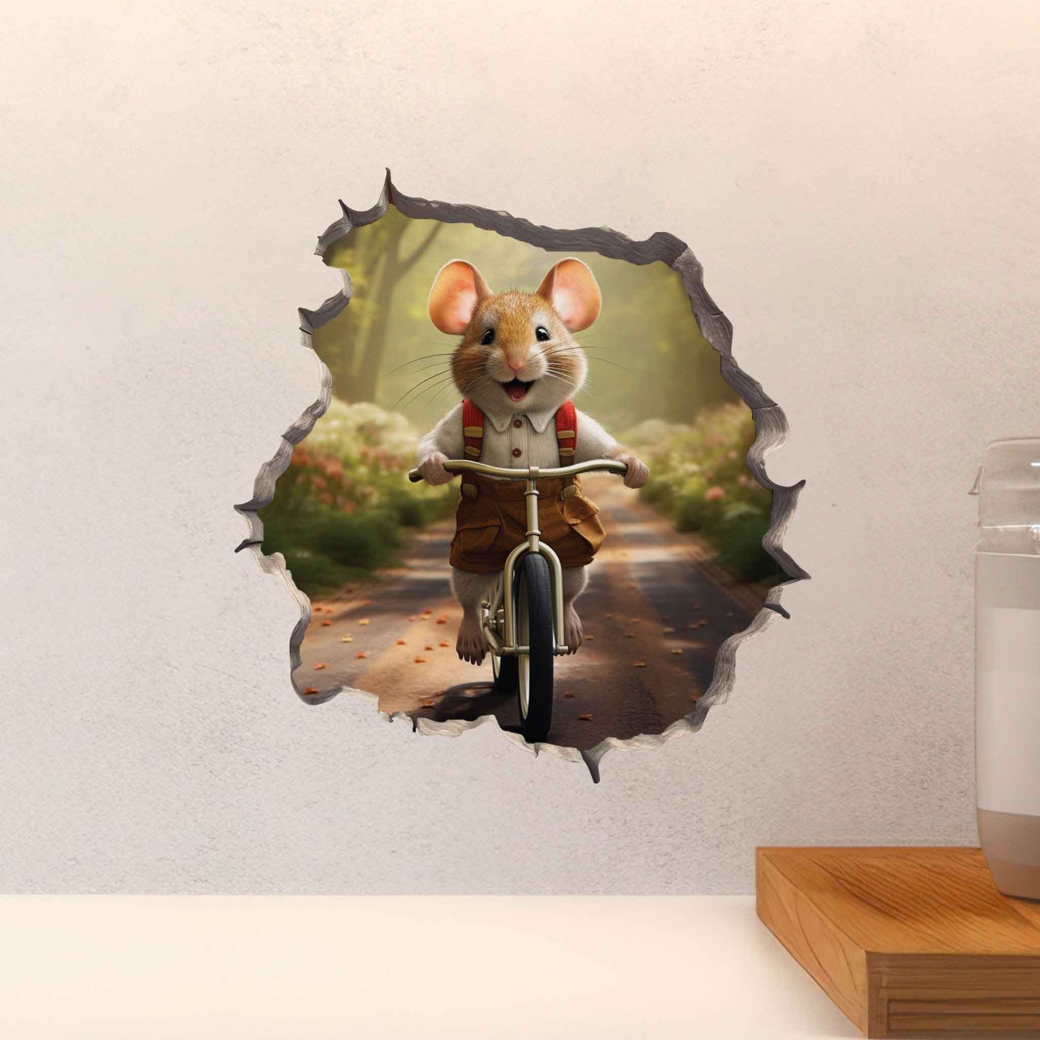 Little Biker Boy Mouse Hole Decal - My Wonderful Walls
