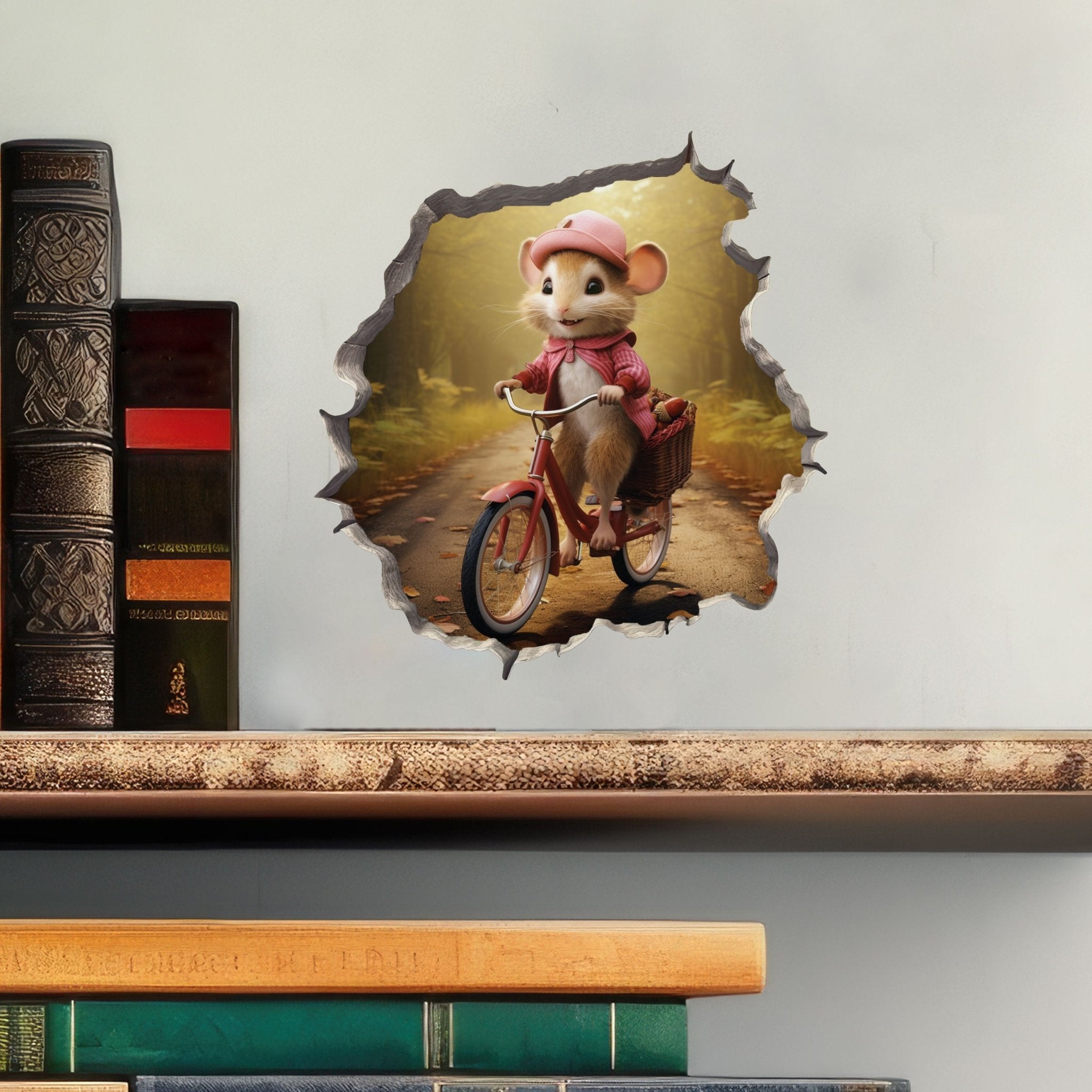 Little Biker Girl Mouse Hole Decal - My Wonderful Walls