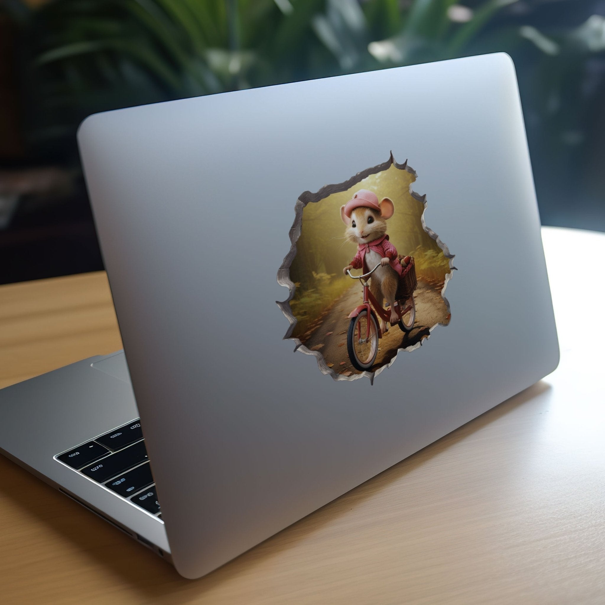 Little Biker Girl Mouse Hole Decal - My Wonderful Walls