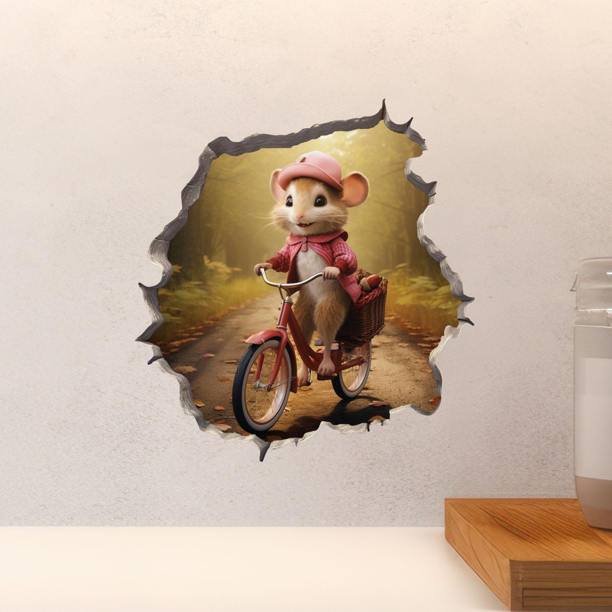 Little Biker Girl Mouse Hole Decal - My Wonderful Walls