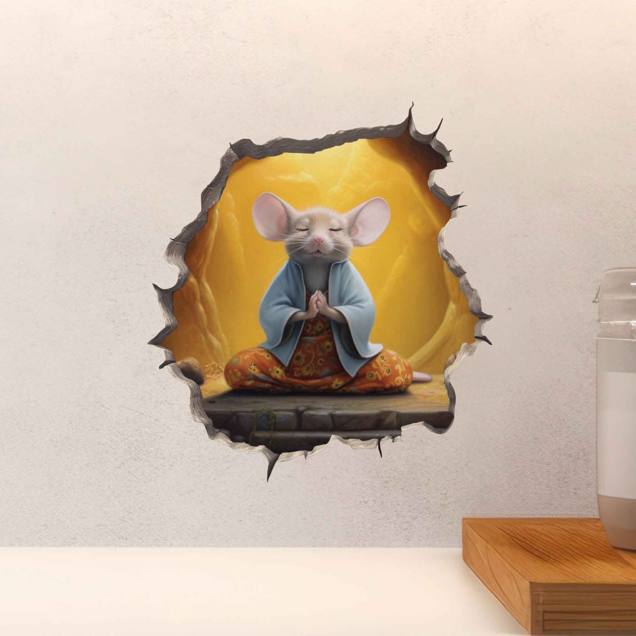 Meditating Mouse Hole Decal - My Wonderful Walls