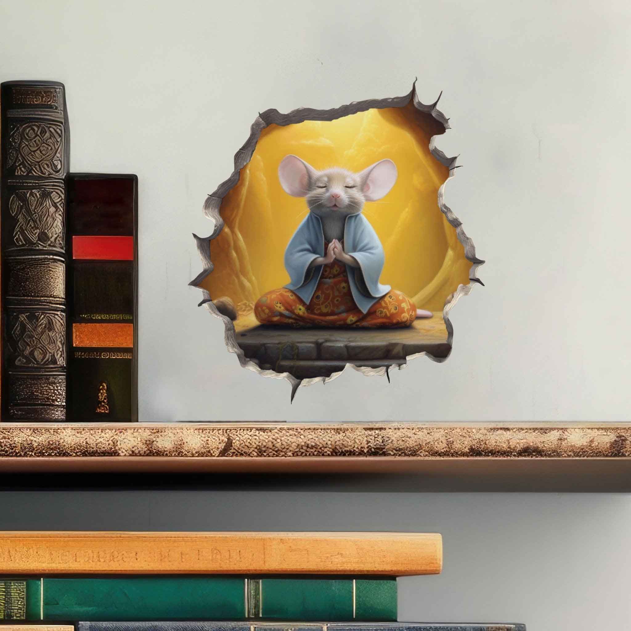 Meditating Mouse Hole Decal - My Wonderful Walls