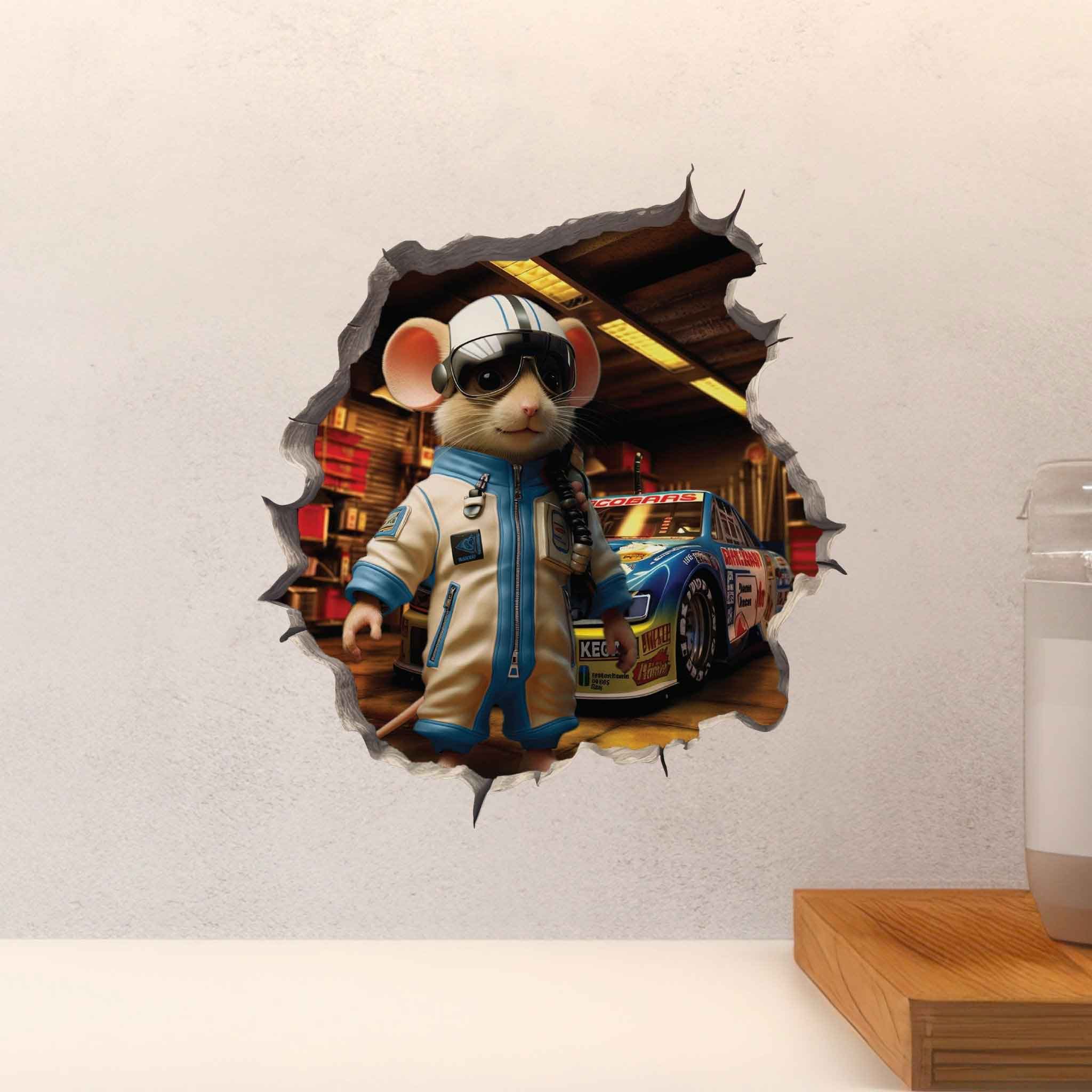 Race Car Driver Mouse Hole Decal - My Wonderful Walls