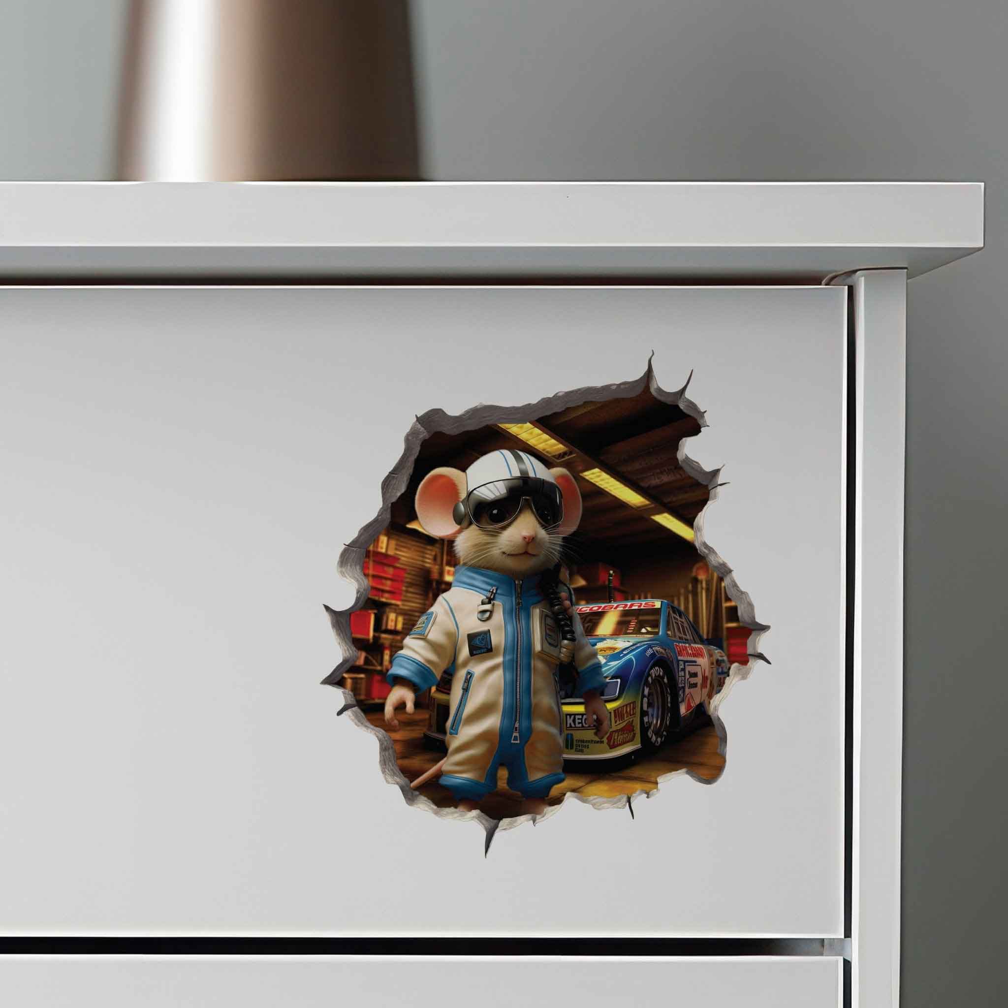 Race Car Driver Mouse Hole Decal - My Wonderful Walls