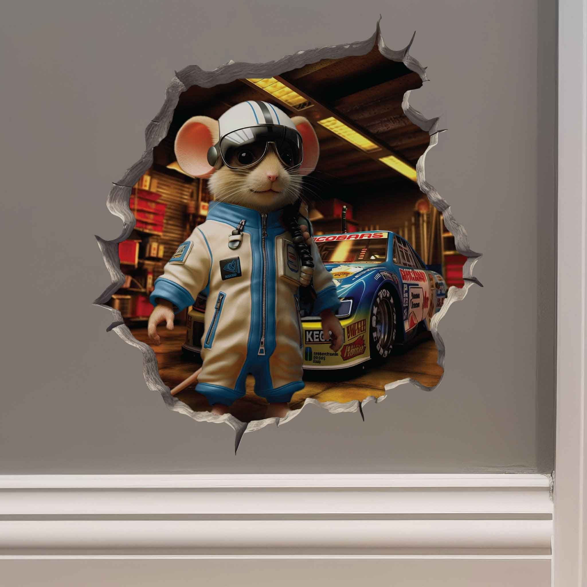 Race Car Driver Mouse Hole Decal - My Wonderful Walls