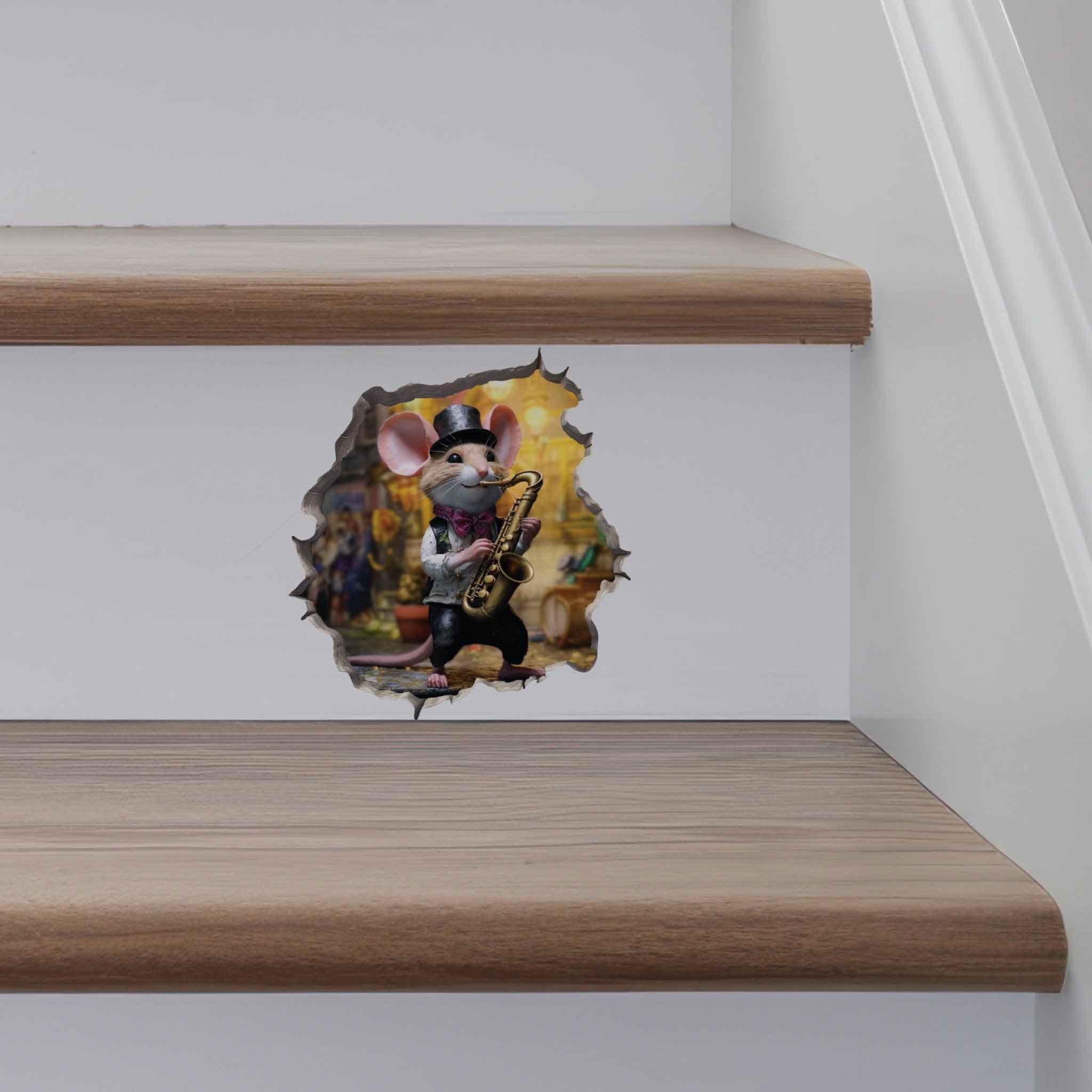 Saxophone Mouse Hole Decal - My Wonderful Walls