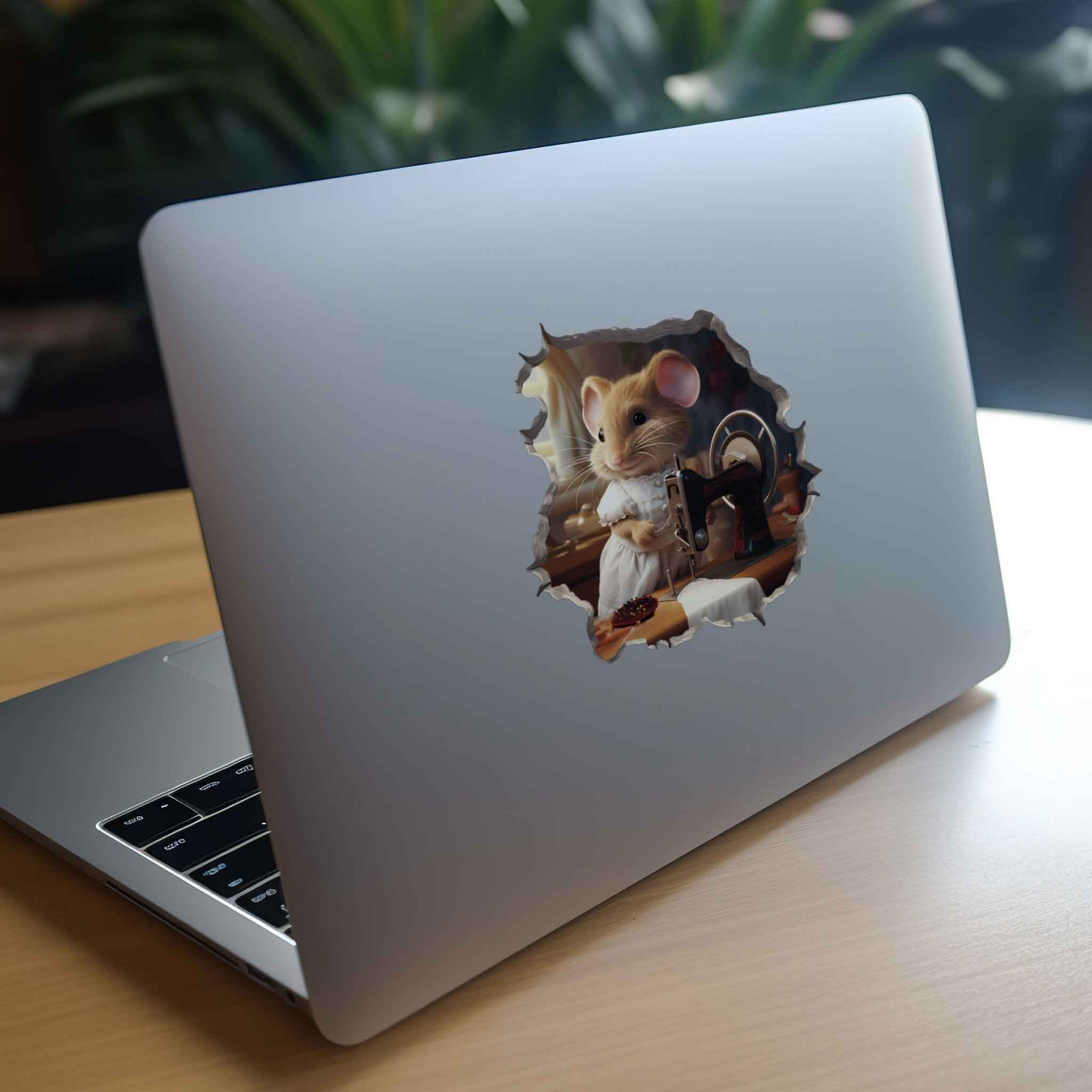 Seamstress Mouse in Mouse Hole Decal - My Wonderful Walls