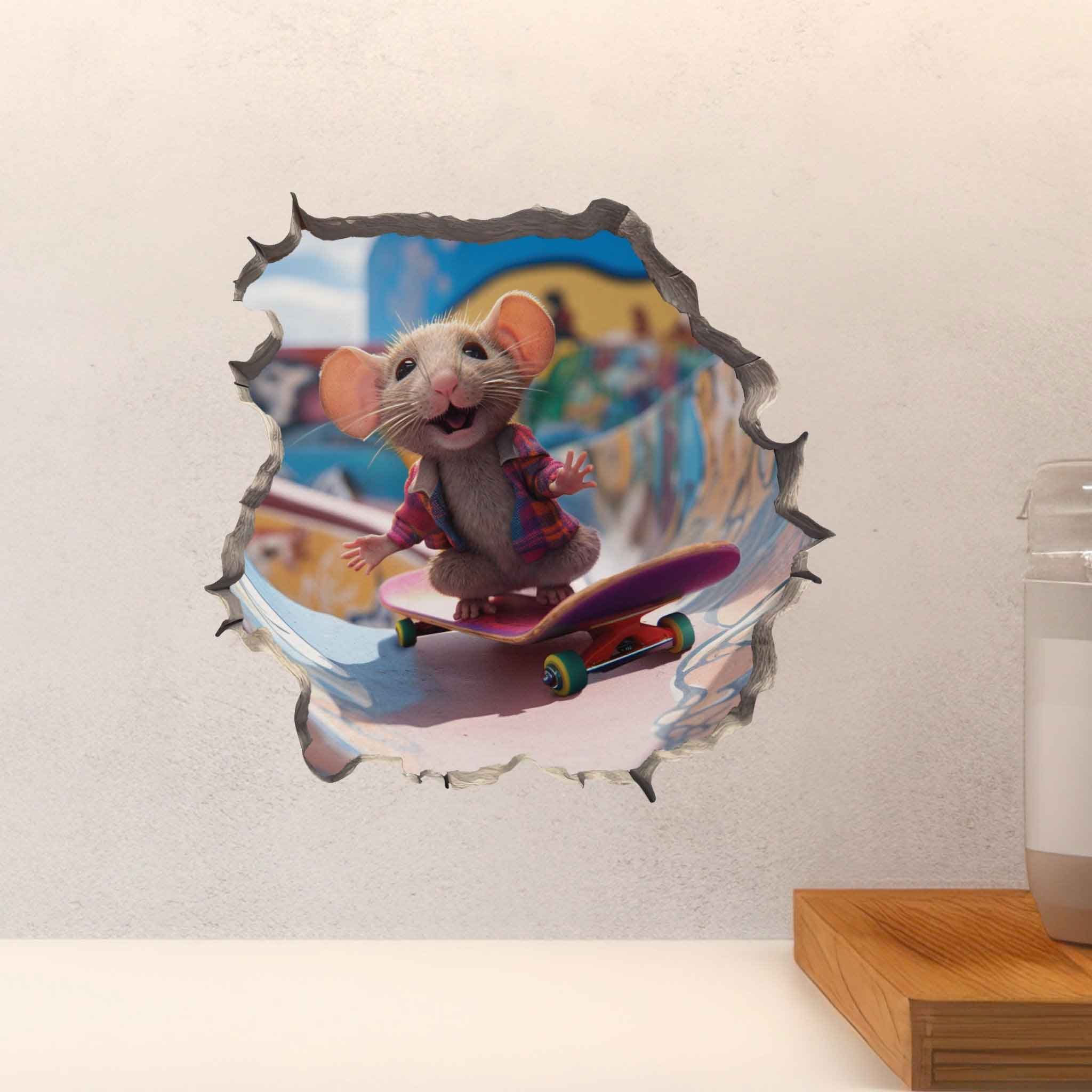 Skateboarding Mouse Hole Decal - My Wonderful Walls
