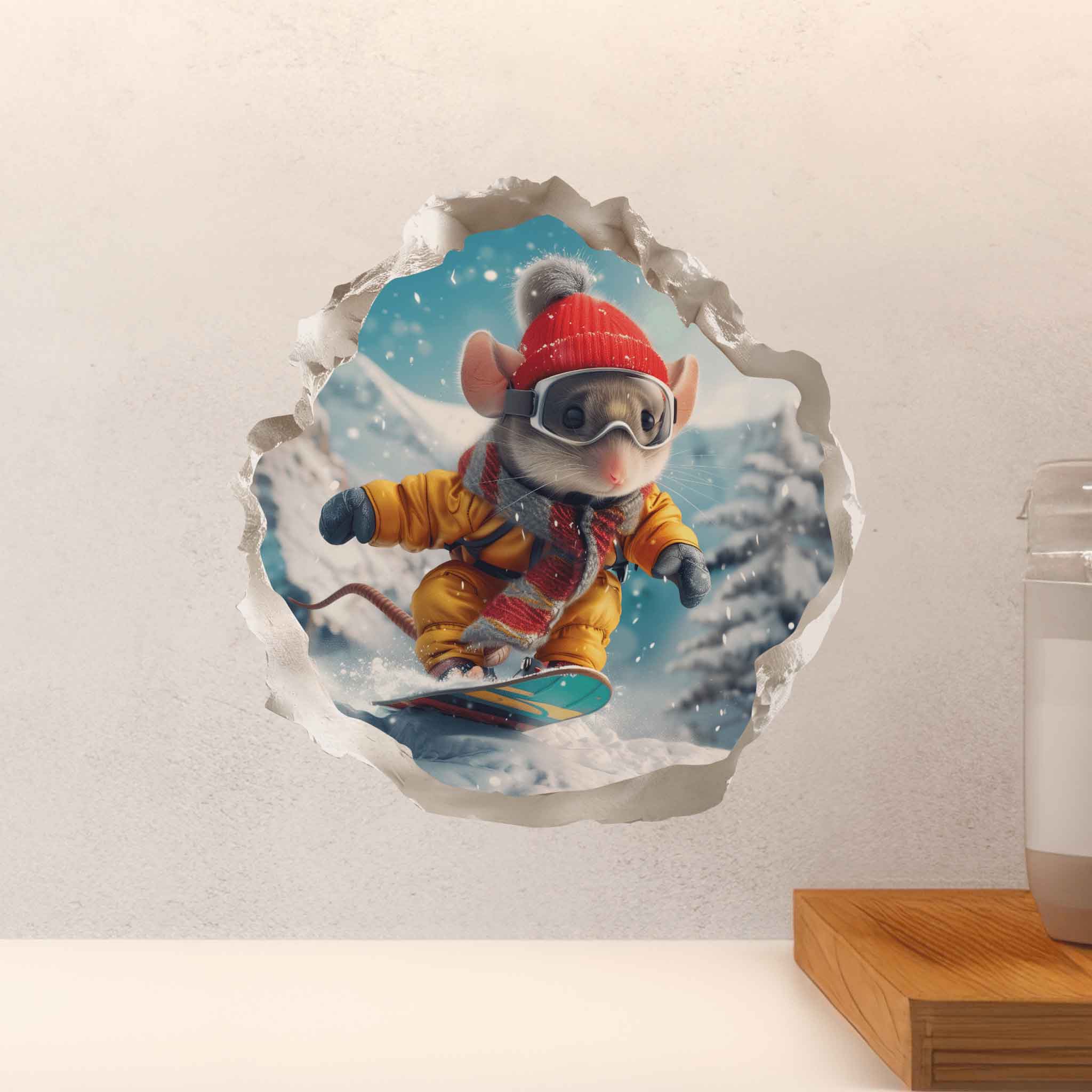 Snowboarding Mouse Hole Decal - My Wonderful Walls