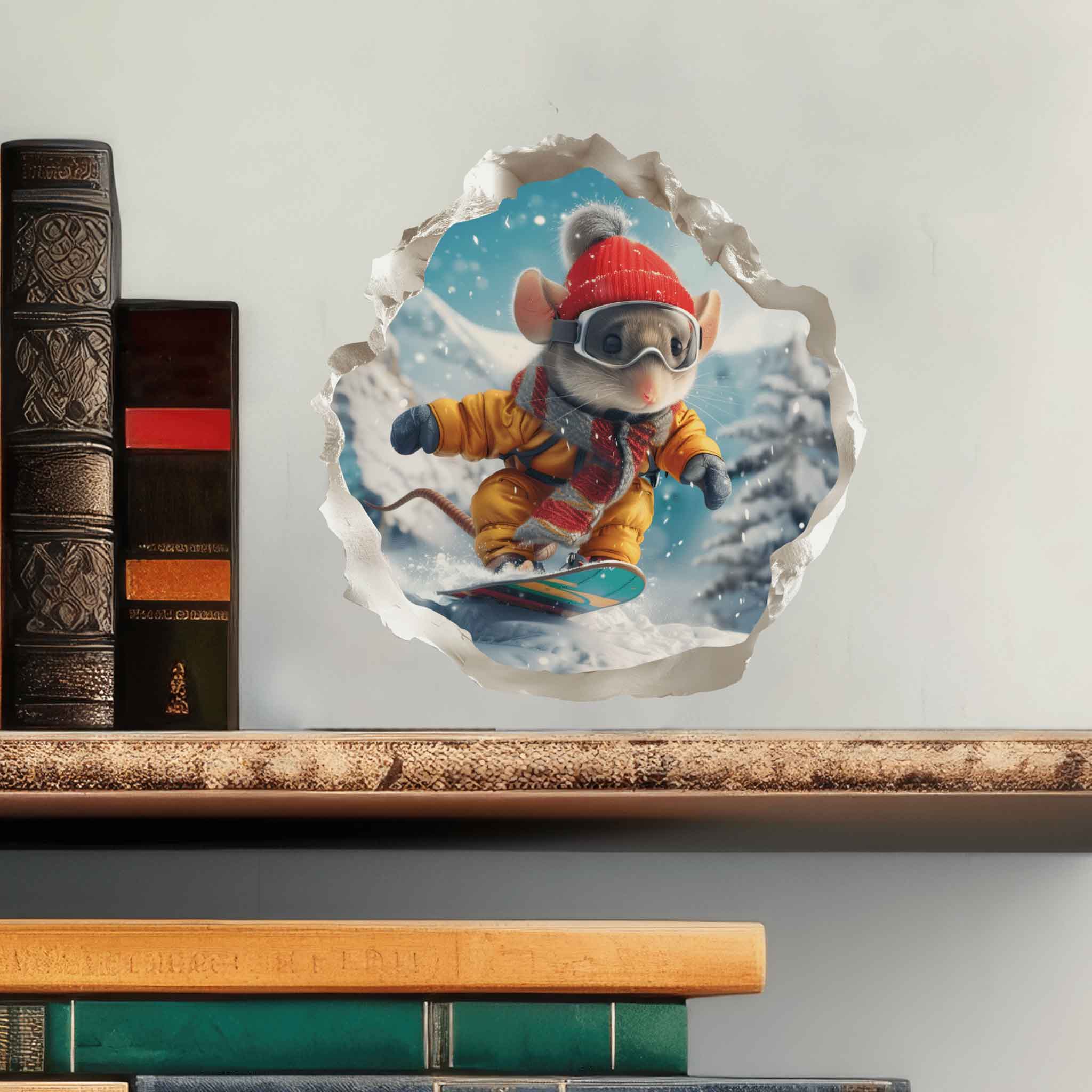 Snowboarding Mouse Hole Decal - My Wonderful Walls