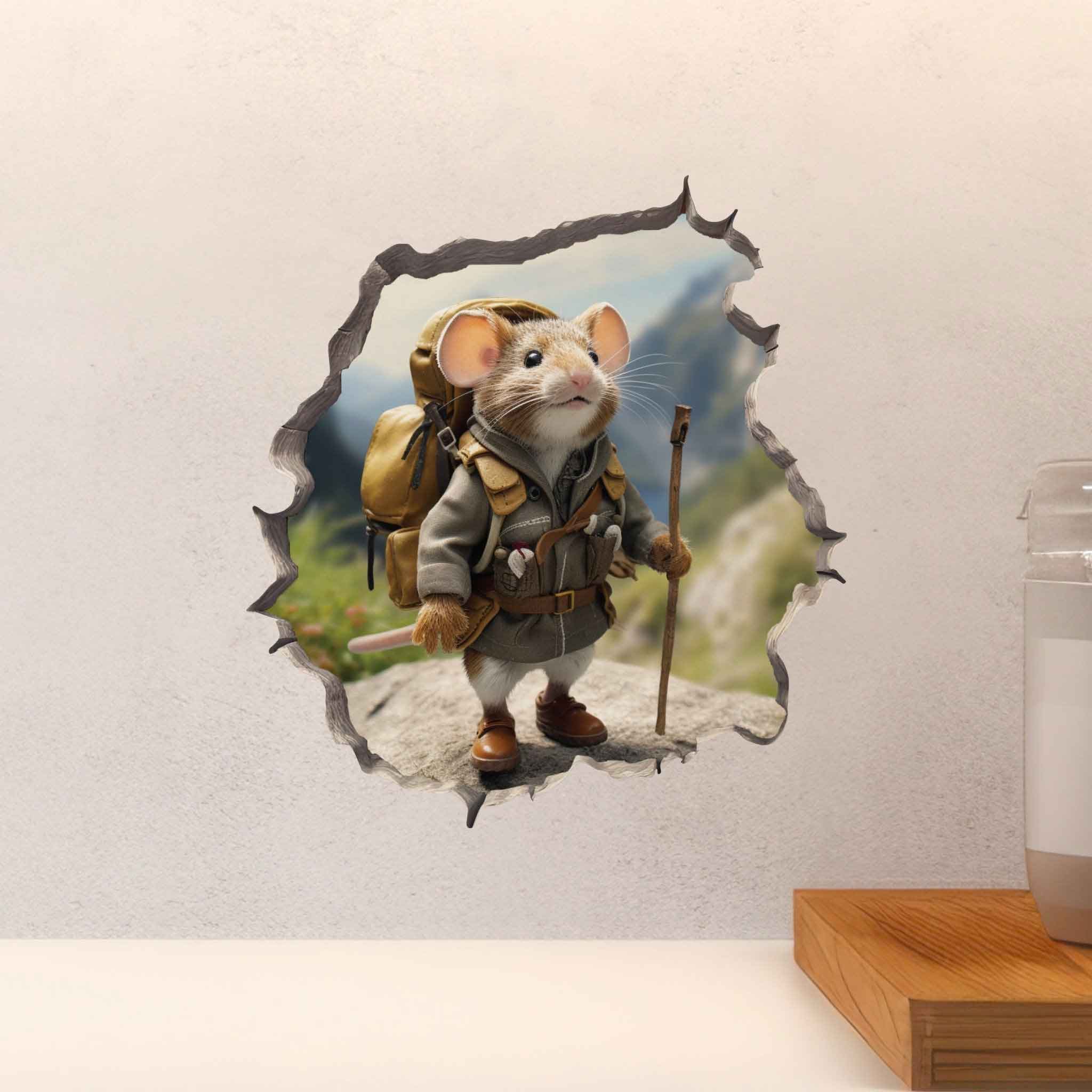 Spring Hiker Mouse Hole Decal - My Wonderful Walls