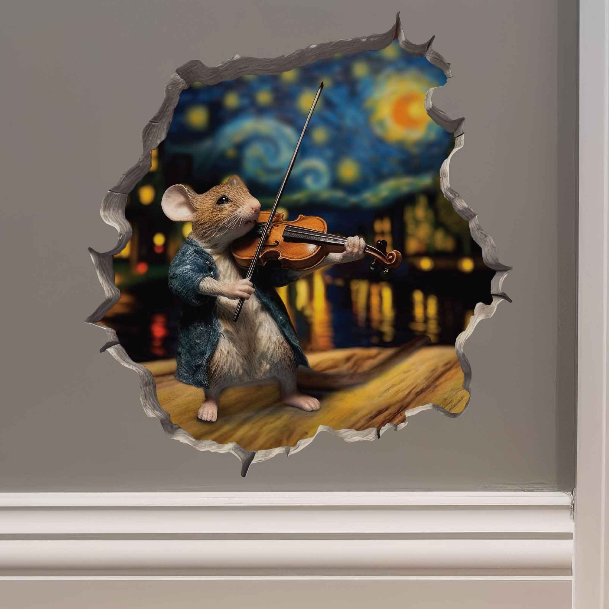 Starry Night Violin Mouse Hole Decal - My Wonderful Walls
