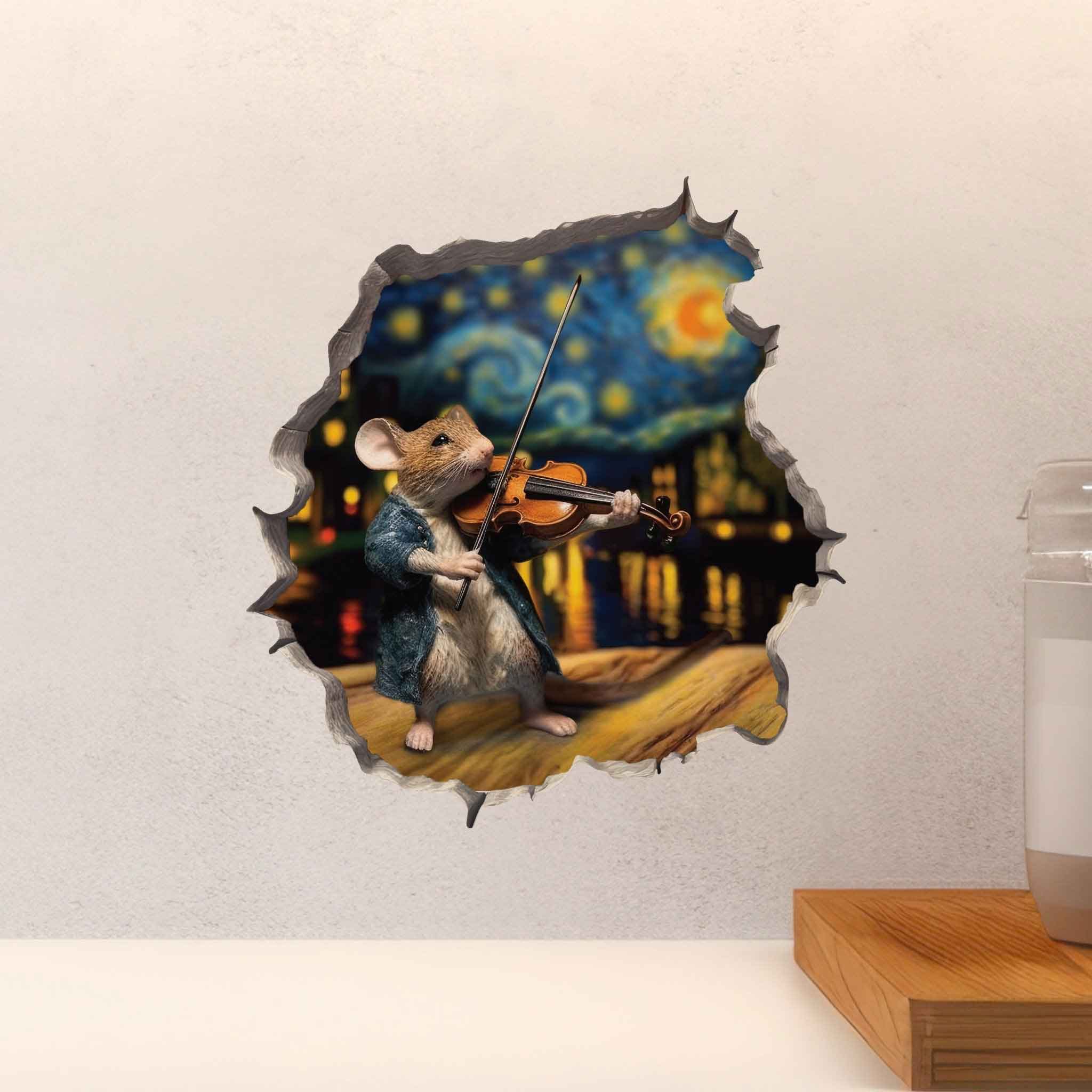Starry Night Violin Mouse Hole Decal - My Wonderful Walls