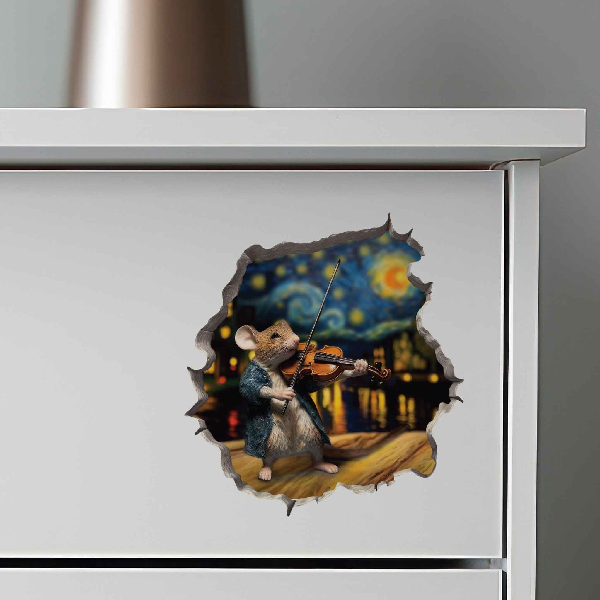 Starry Night Violin Mouse Hole Decal - My Wonderful Walls