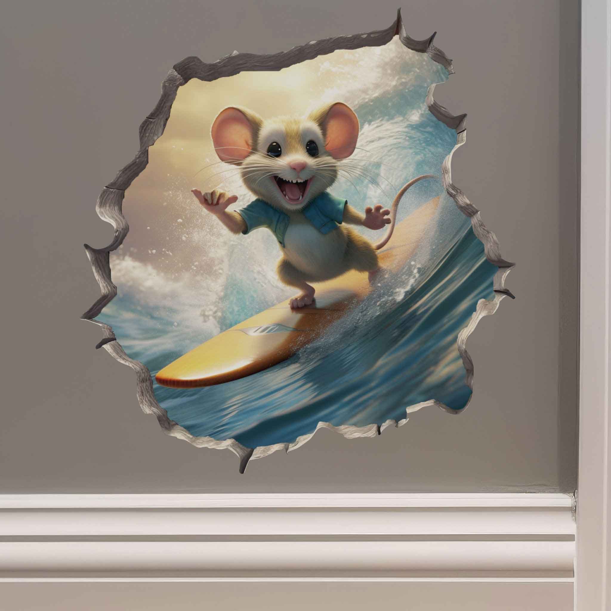 Surfer Mouse Hole Decal - My Wonderful Walls