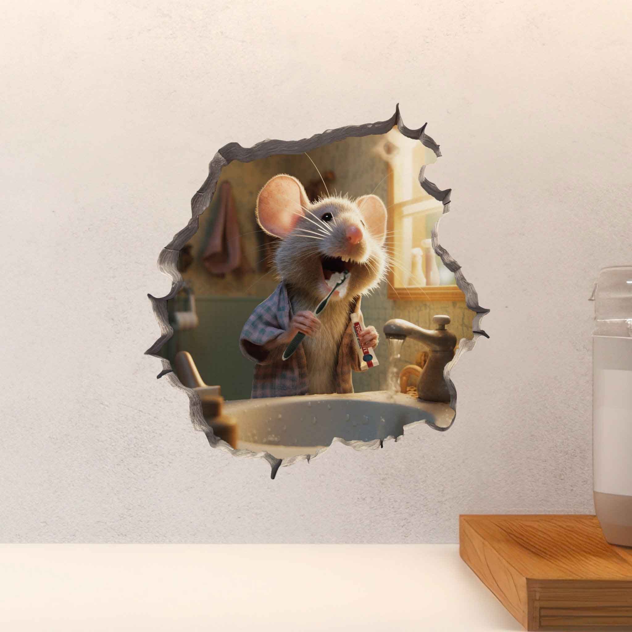 Teeth Brushing Mouse Hole Decal - My Wonderful Walls