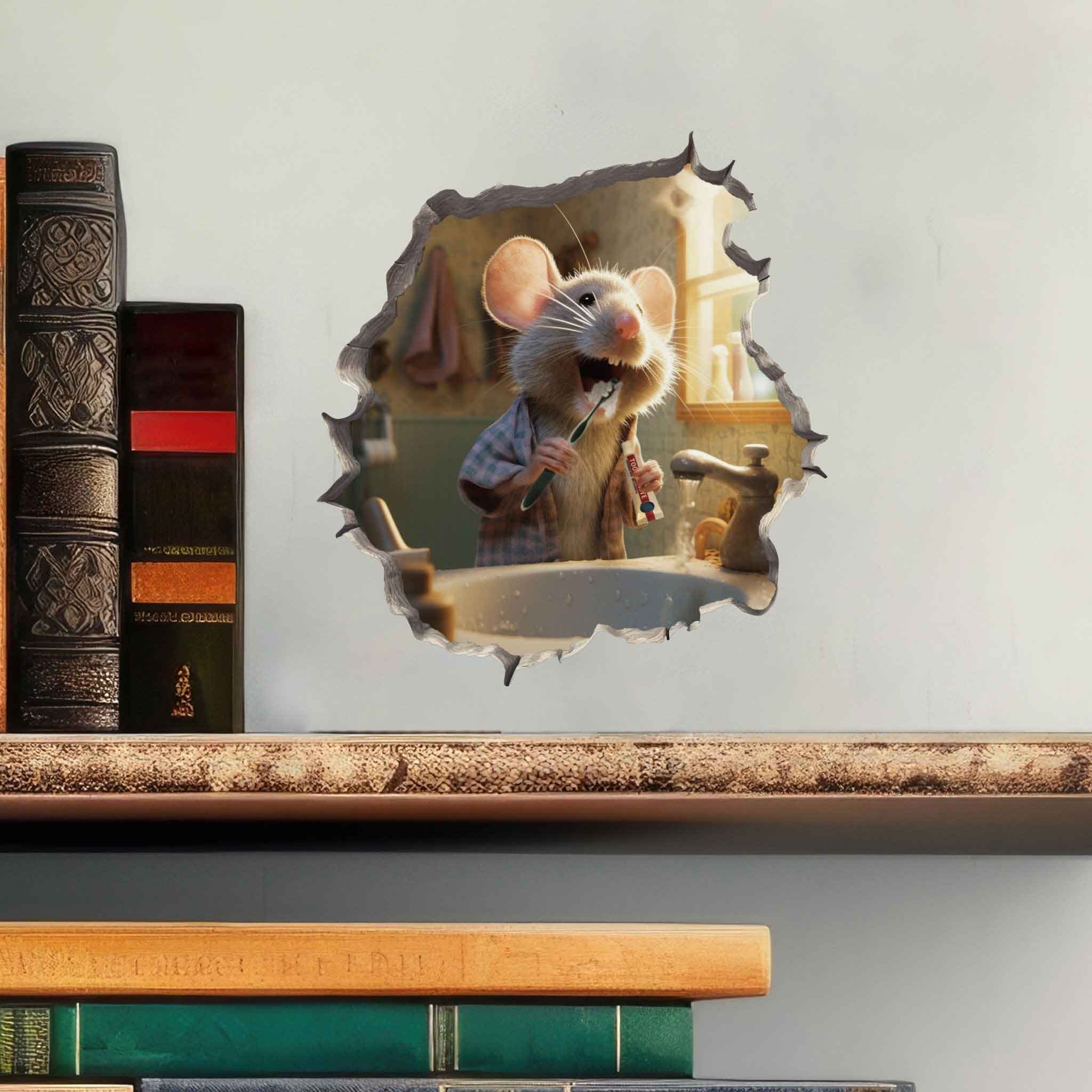 Teeth Brushing Mouse Hole Decal - My Wonderful Walls