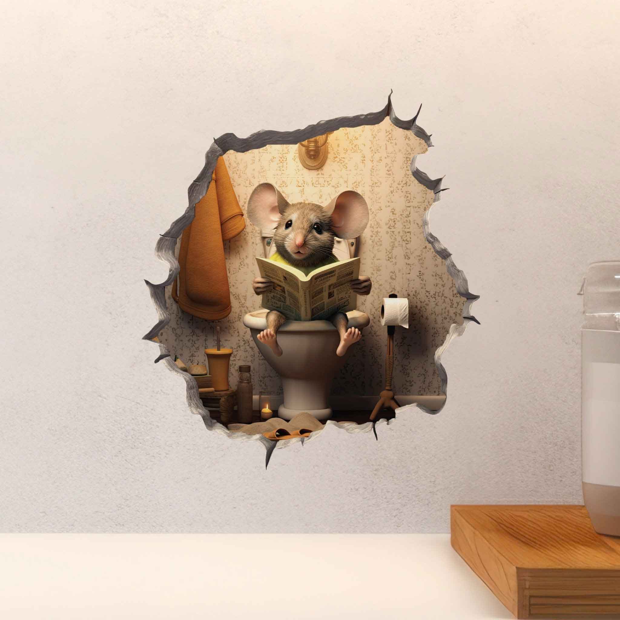 Toilet Mouse Hole Decal - My Wonderful Walls