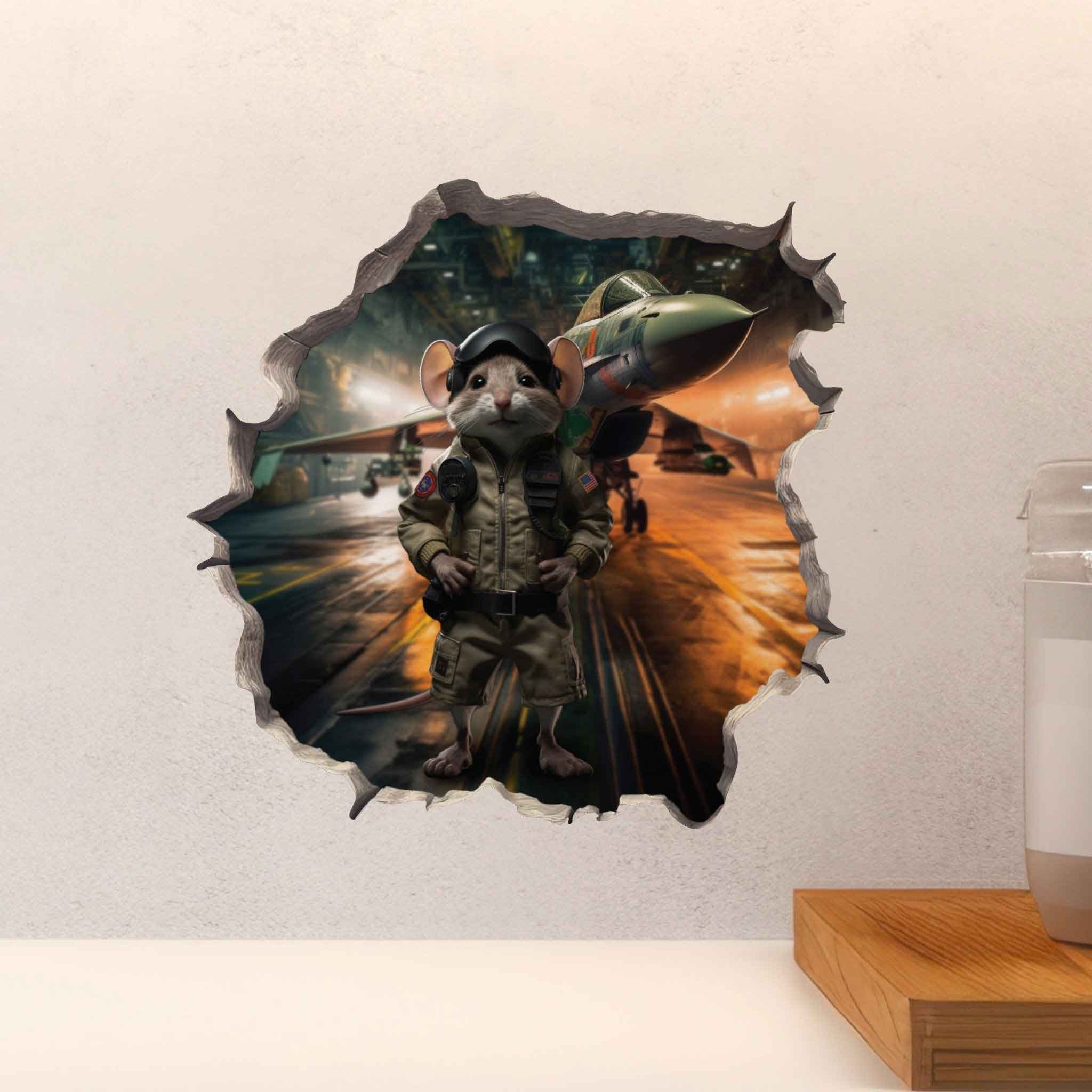 Top Gun Navy Pilot Mouse Hole Decal - My Wonderful Walls