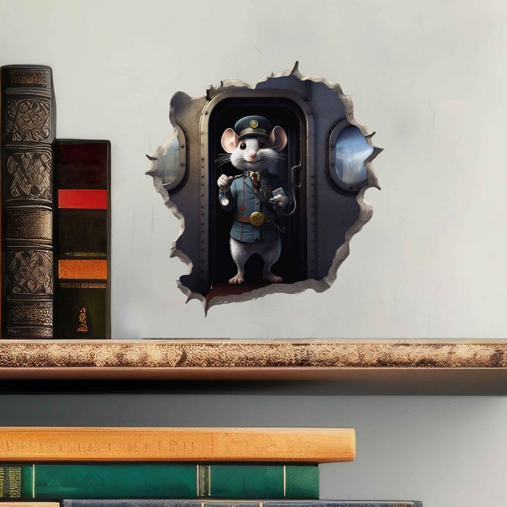 Train Conductor Mouse Hole Decal - My Wonderful Walls