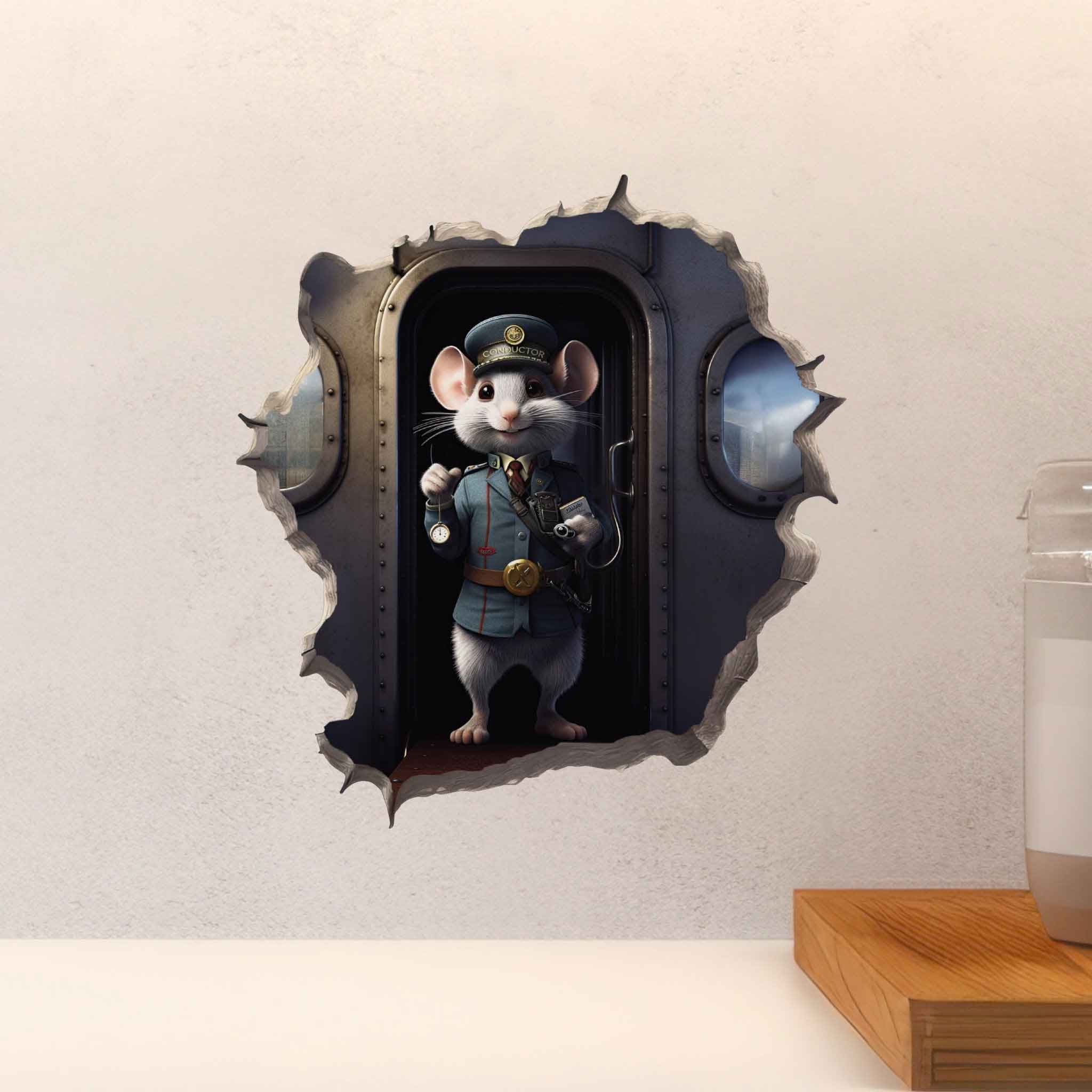 Train Conductor Mouse Hole Decal - My Wonderful Walls