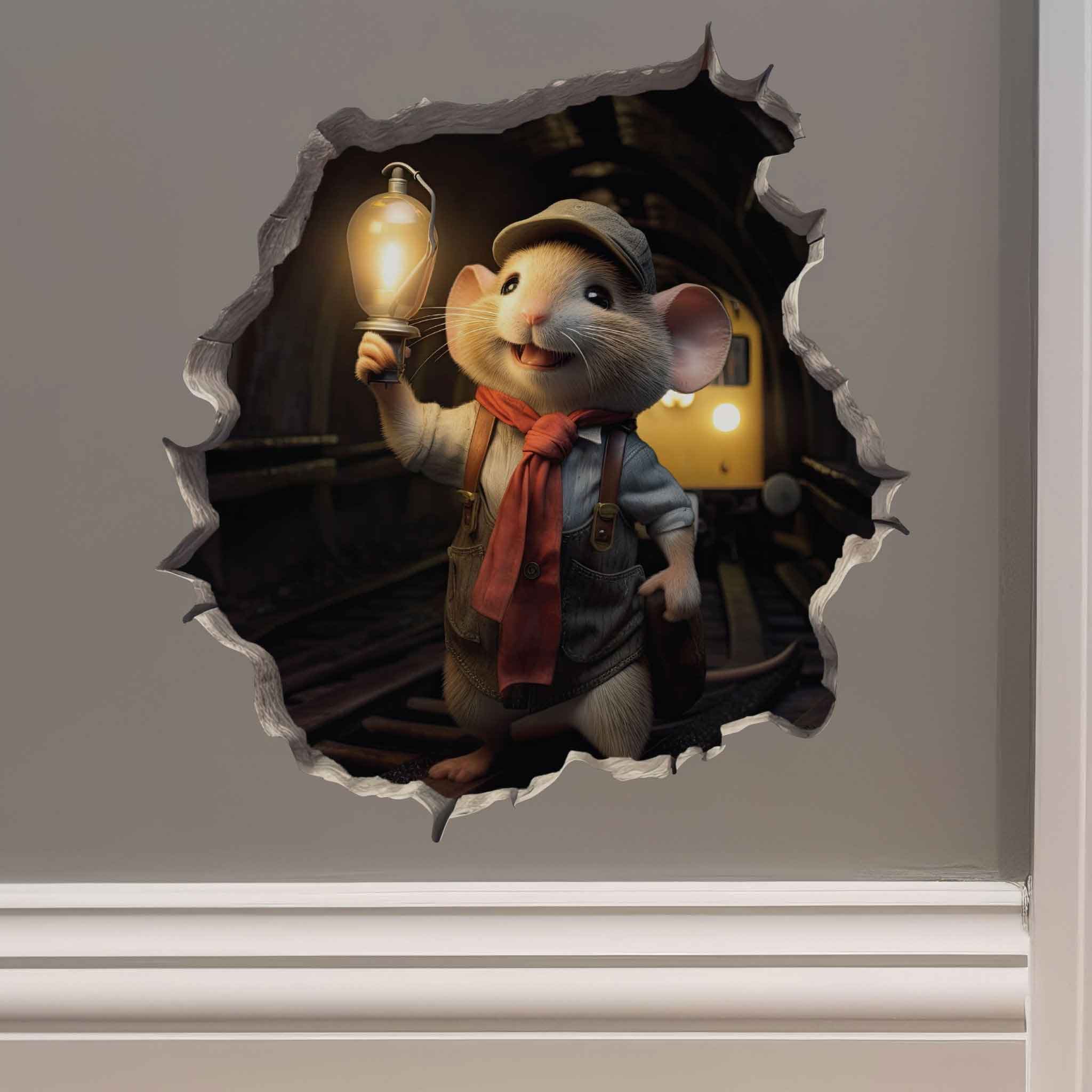 Train Engineer Mouse Hole Decal - My Wonderful Walls