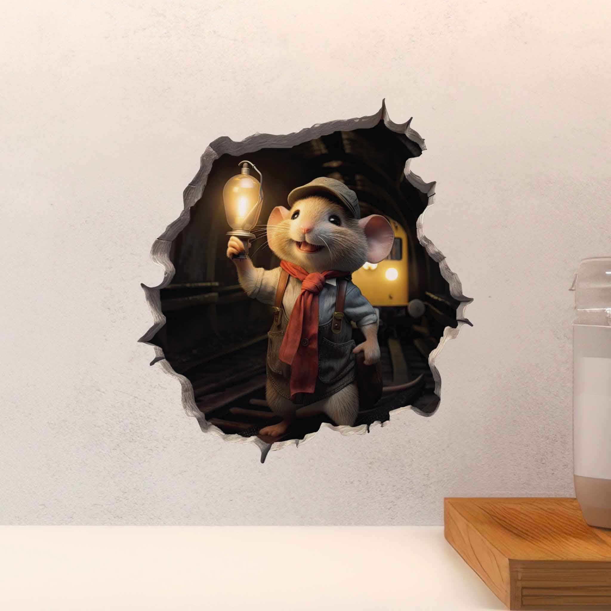 Train Engineer Mouse Hole Decal - My Wonderful Walls