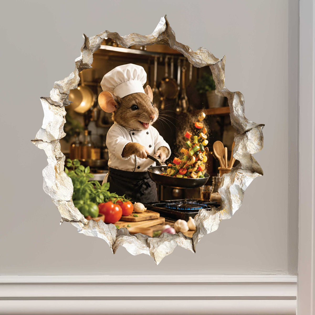 Chef Mouse Wall Hole Decal