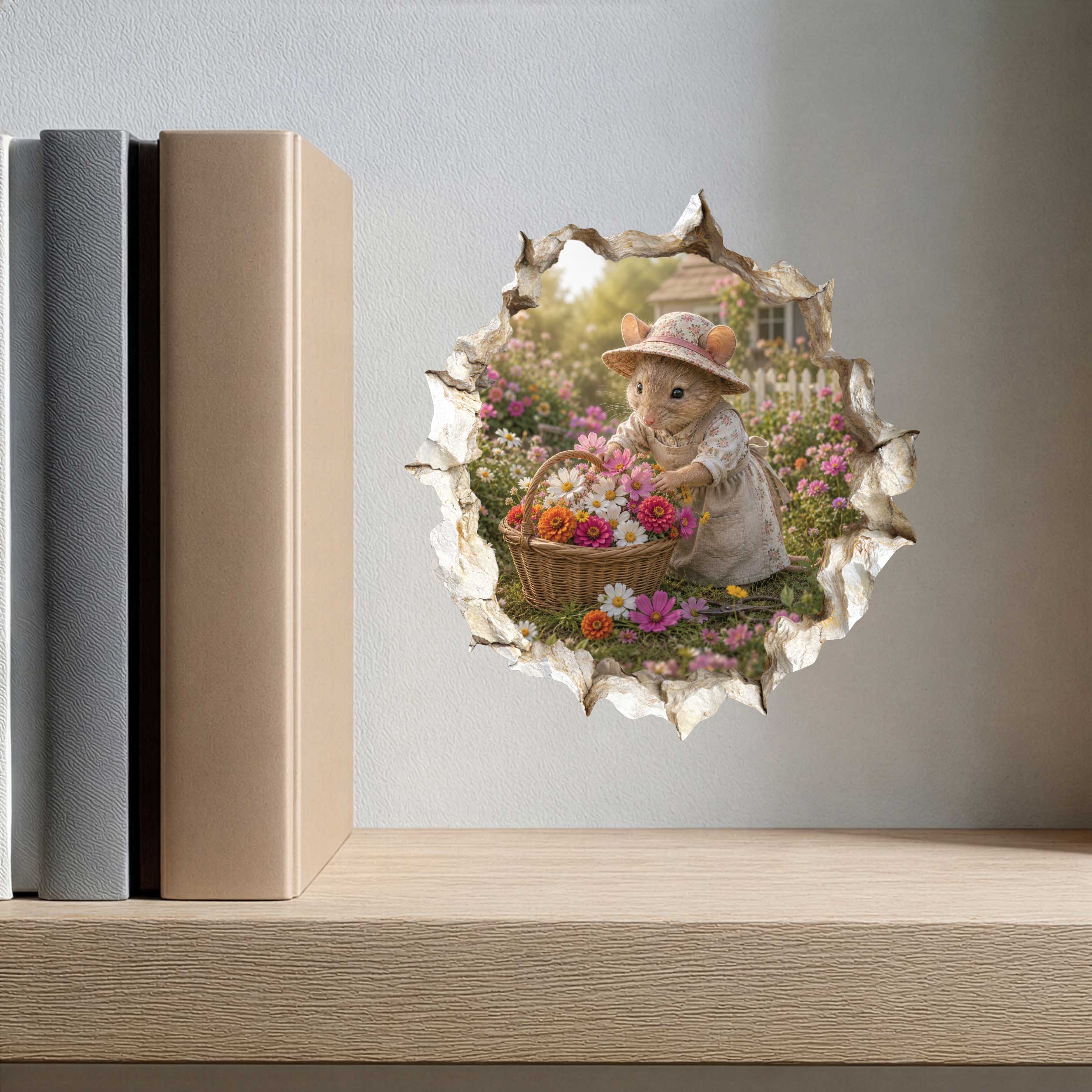 Flower Gardening Gardener Mouse Hole Decal