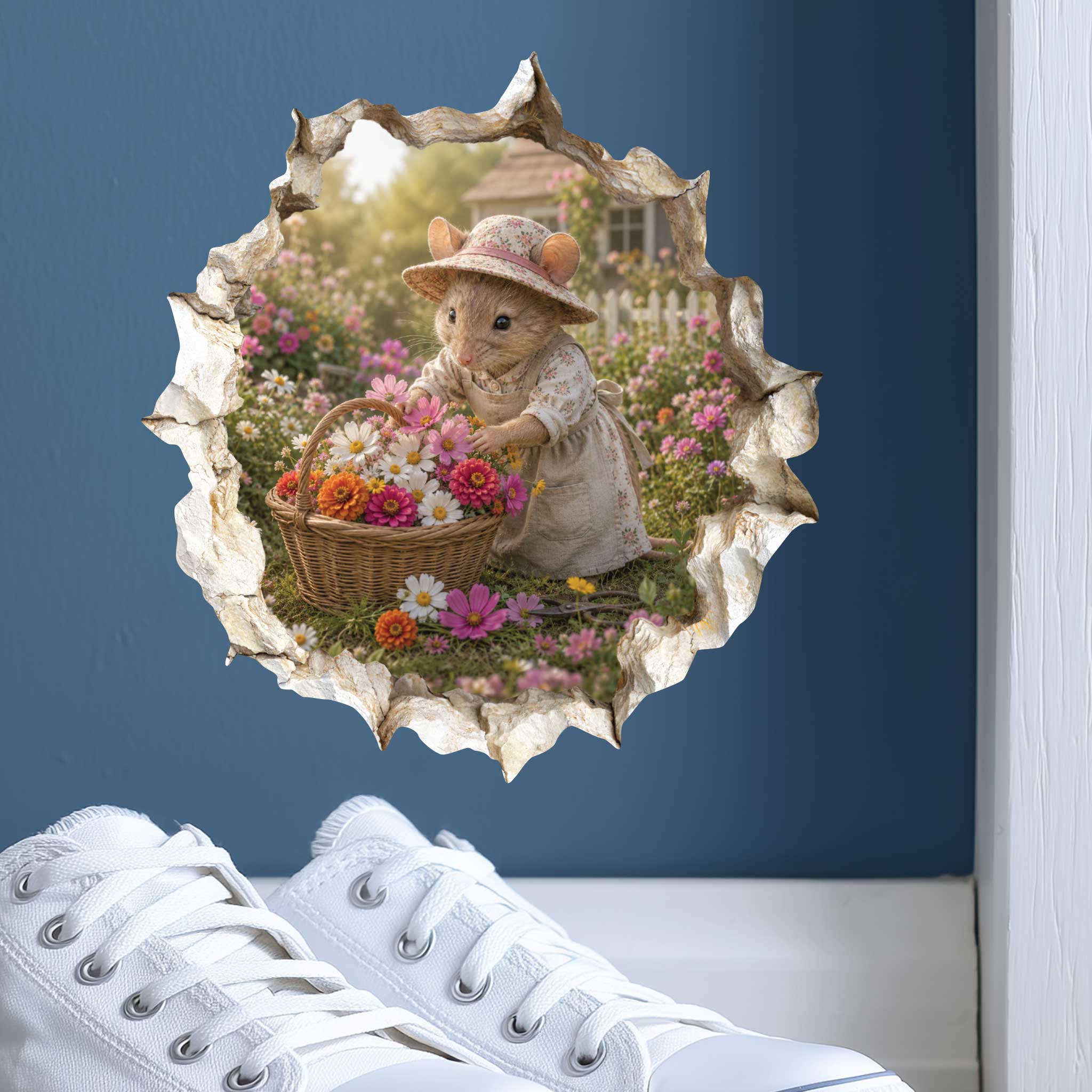 Flower Gardening Gardener Mouse Hole Decal