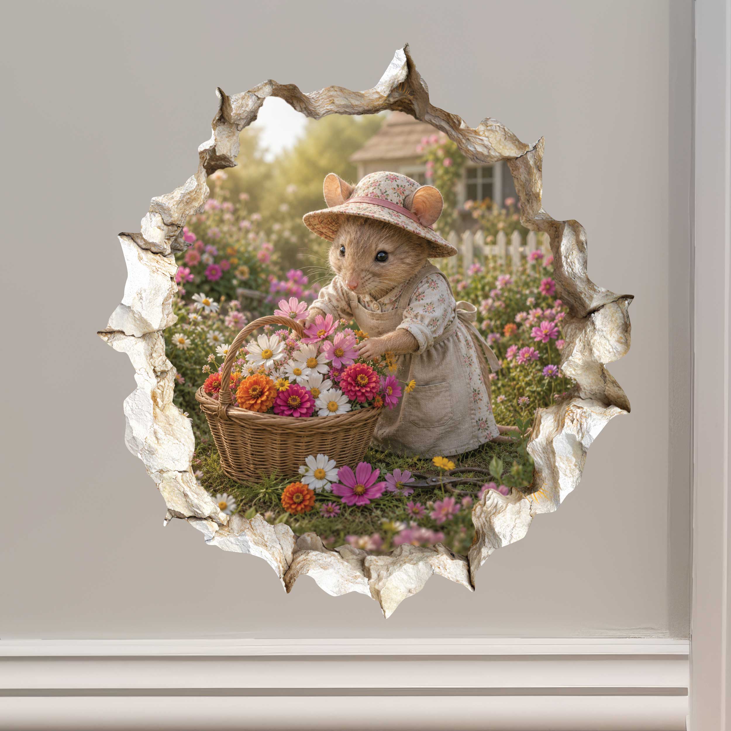Gardening Gardener Mouse Hole Decal