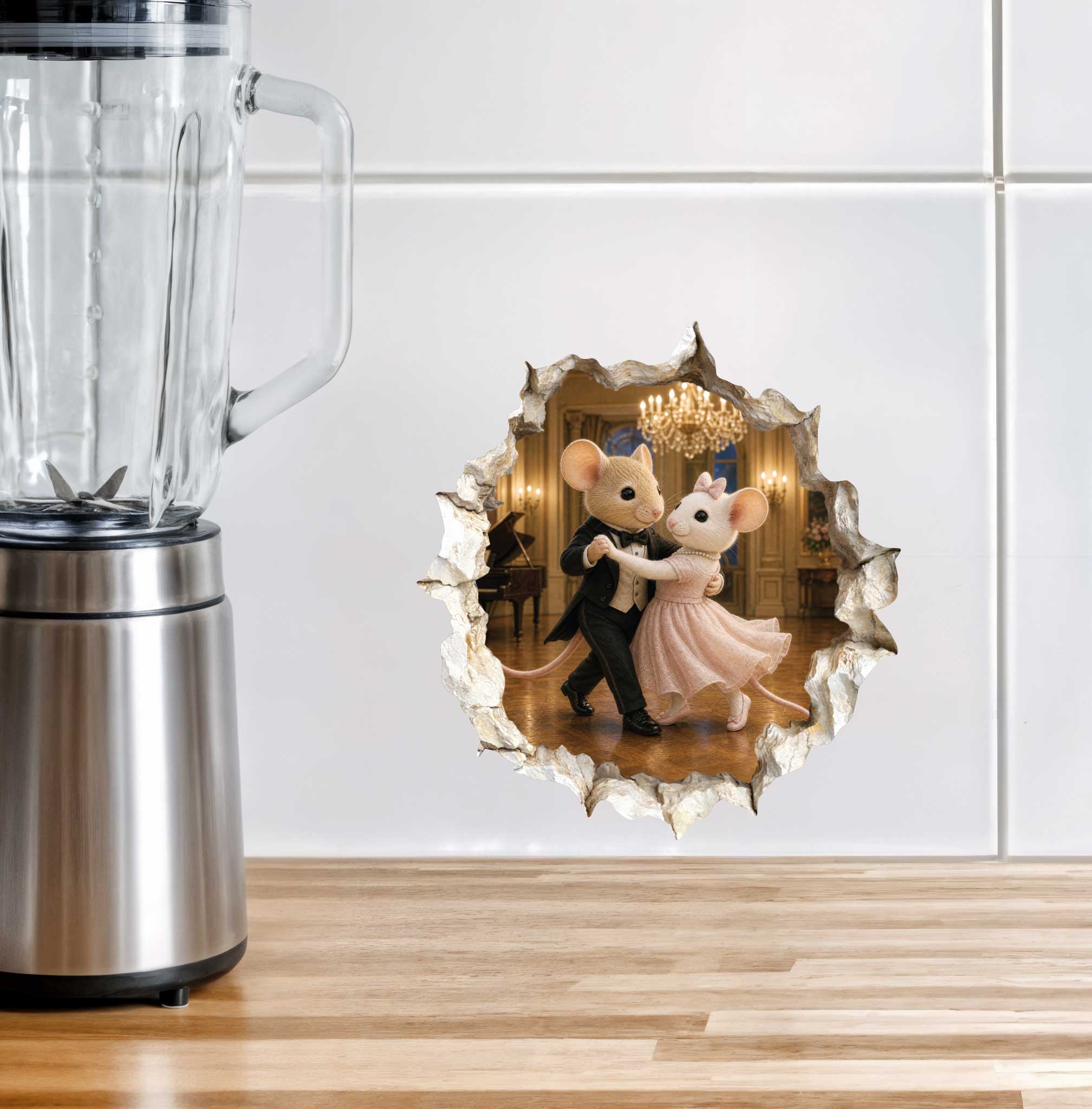 Ballroom Dancers Dancing Couple Mouse Hole Decal