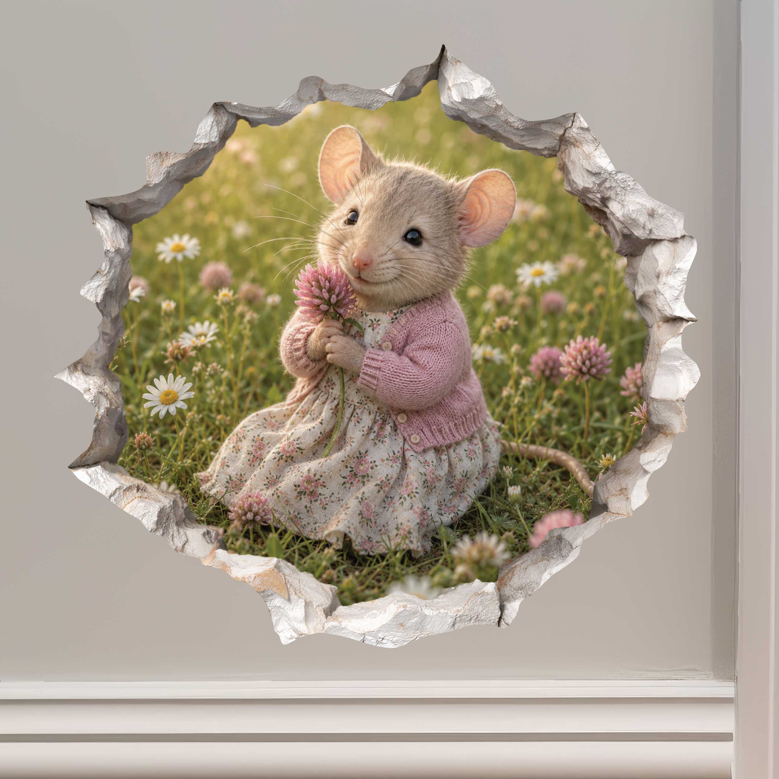Flower Mouse Hole Decal