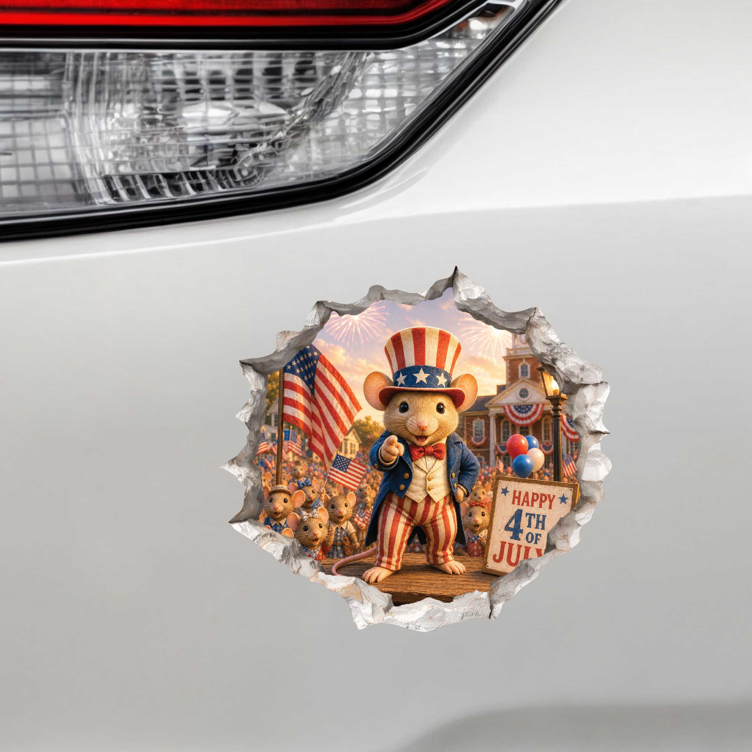Uncle Sam Fourth of July Independence Day Mouse Hole Decal