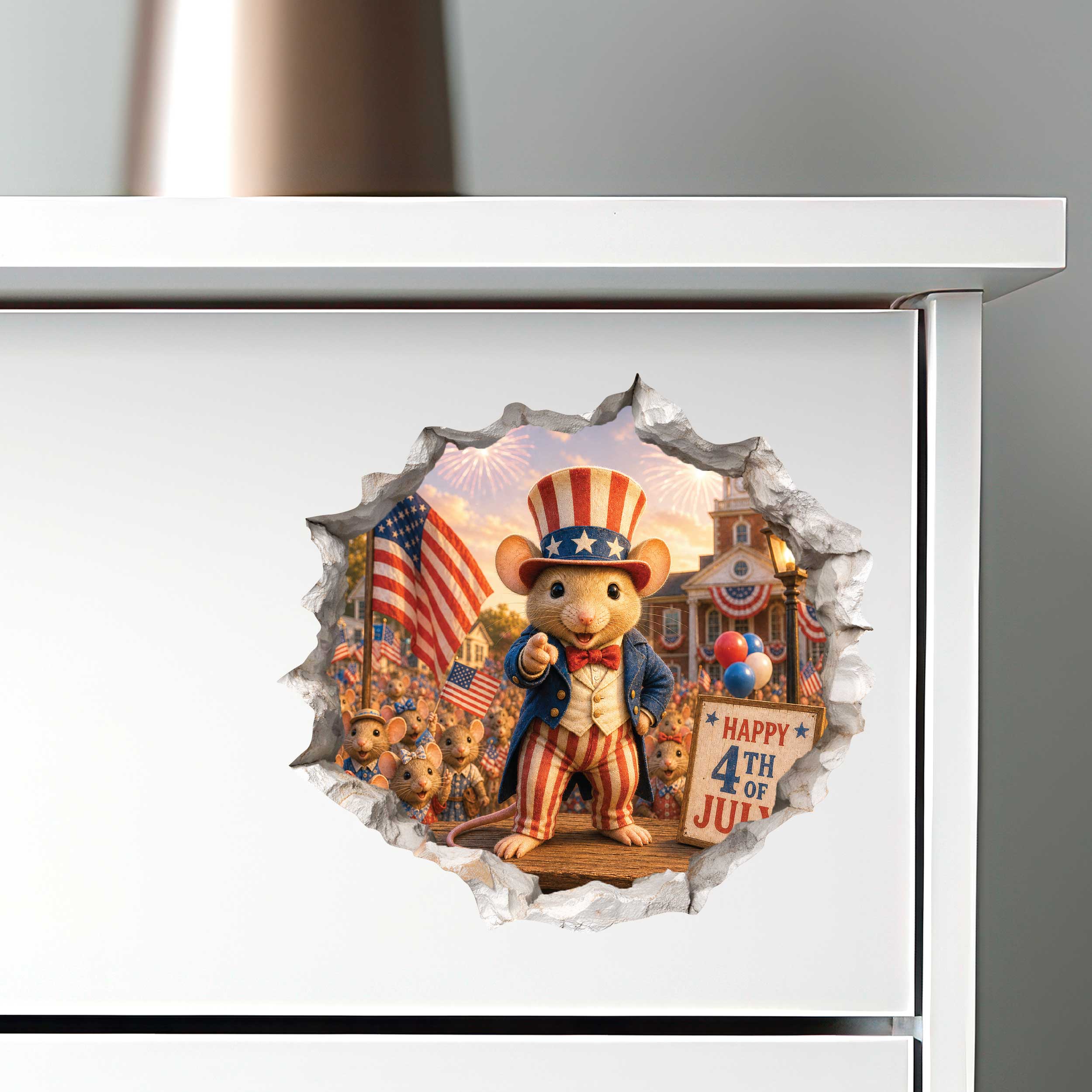 Uncle Sam Fourth of July Independence Day Mouse Hole Decal