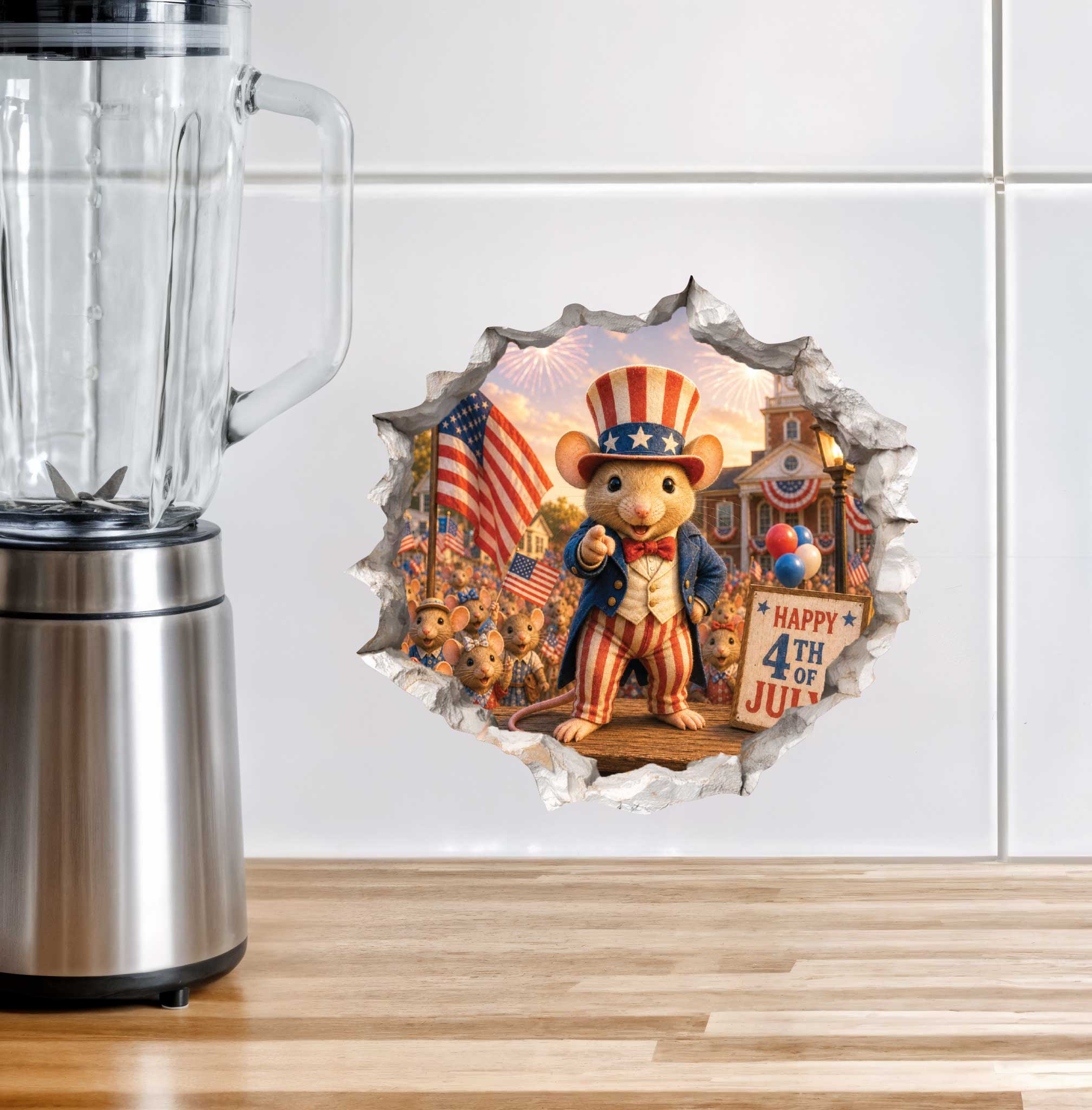Uncle Sam Fourth of July Independence Day Mouse Hole Decal