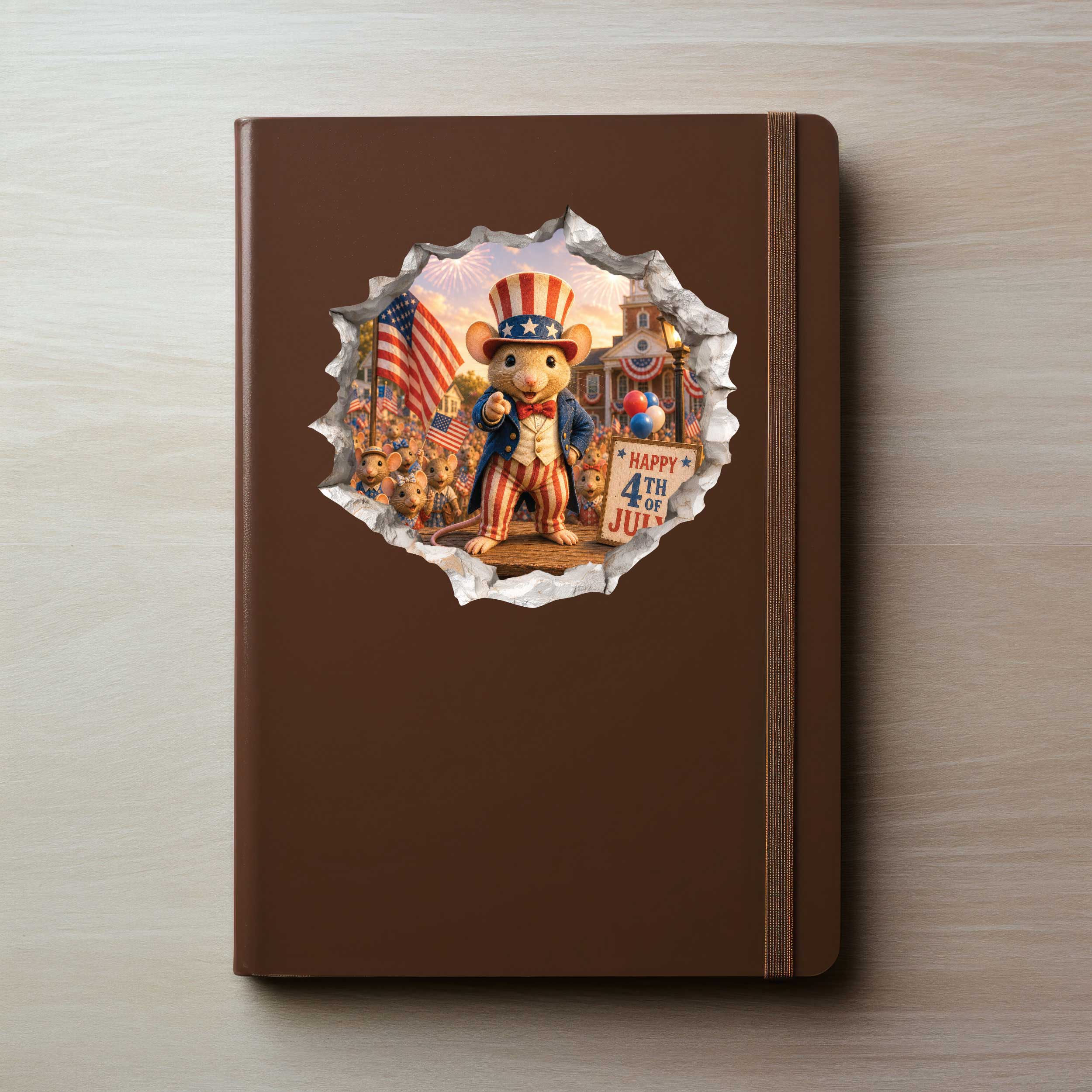 Uncle Sam Fourth of July Independence Day Mouse Hole Decal