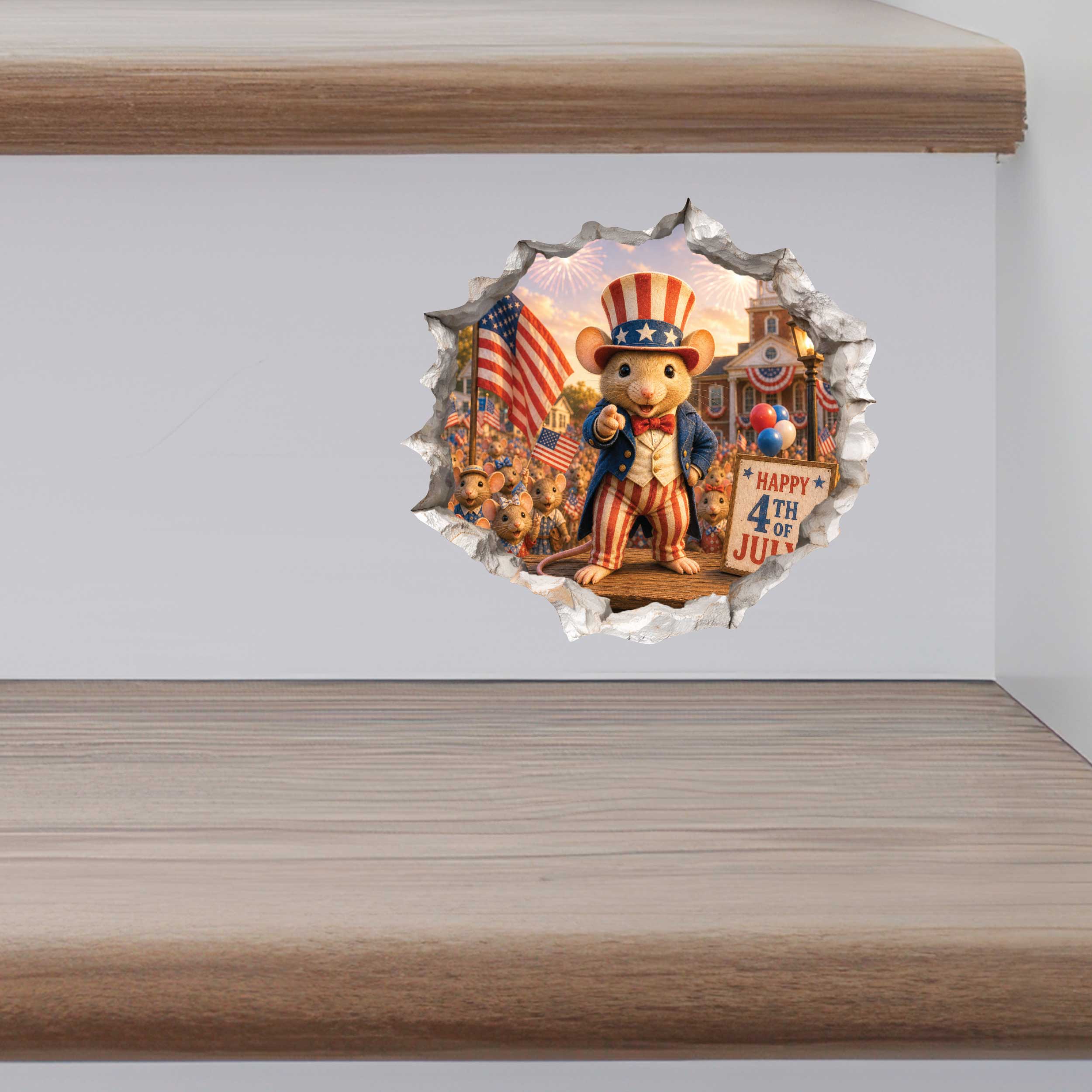 Uncle Sam Fourth of July Independence Day Mouse Hole Decal