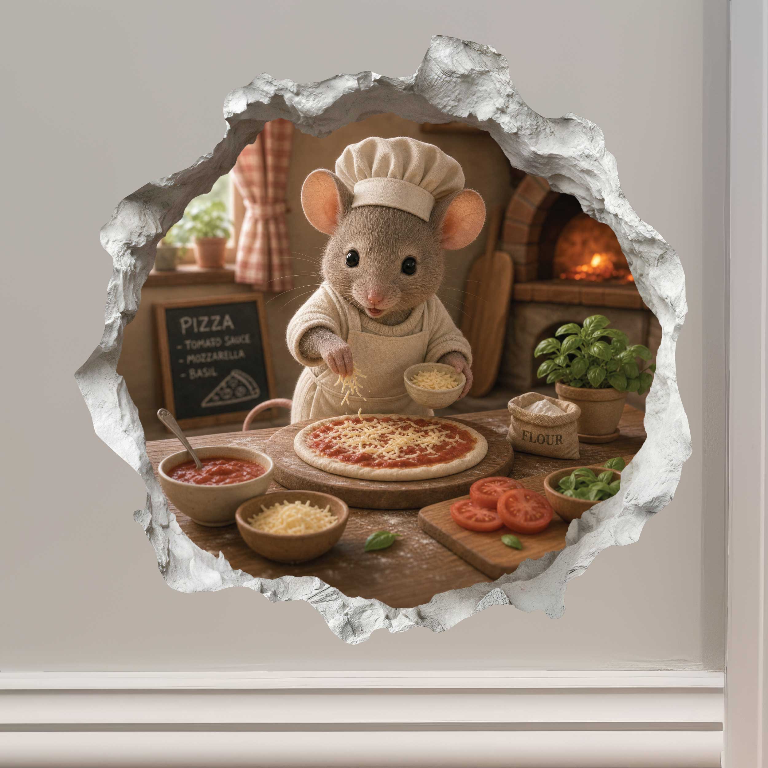 Pizza Mouse Hole Decal