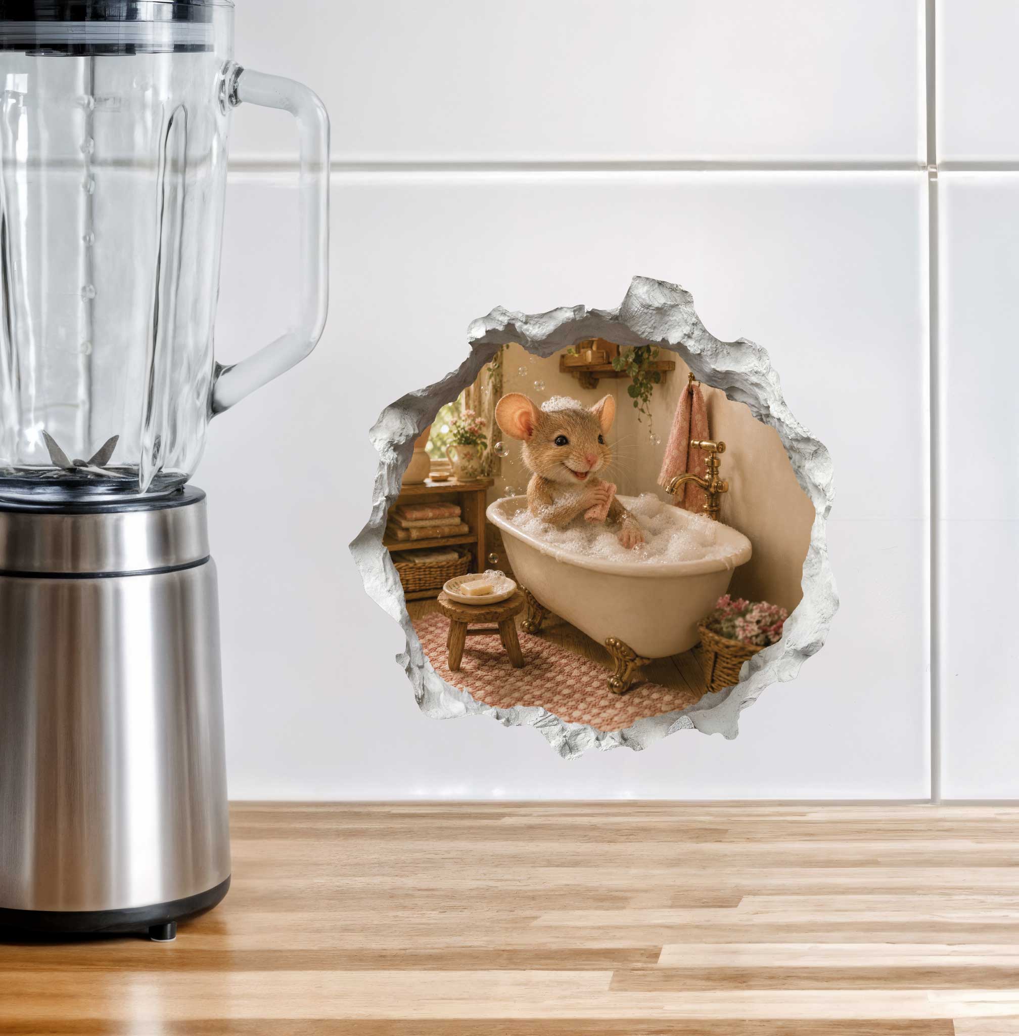 Bubble Bath Mouse Hole Decal